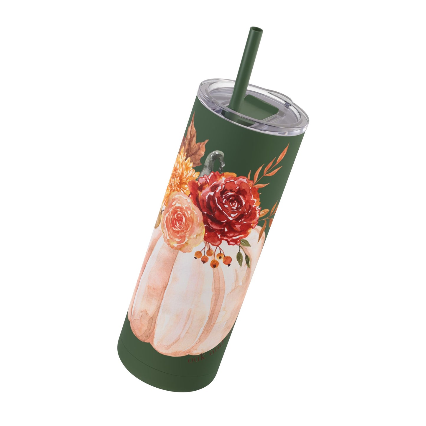 Fall Floral Pumpkin Tumbler, 20oz Travel Mug, Autumn Drinkware, Thanksgiving Gift, Eco-Friendly Coffee Cup, Seasonal Beverage Container