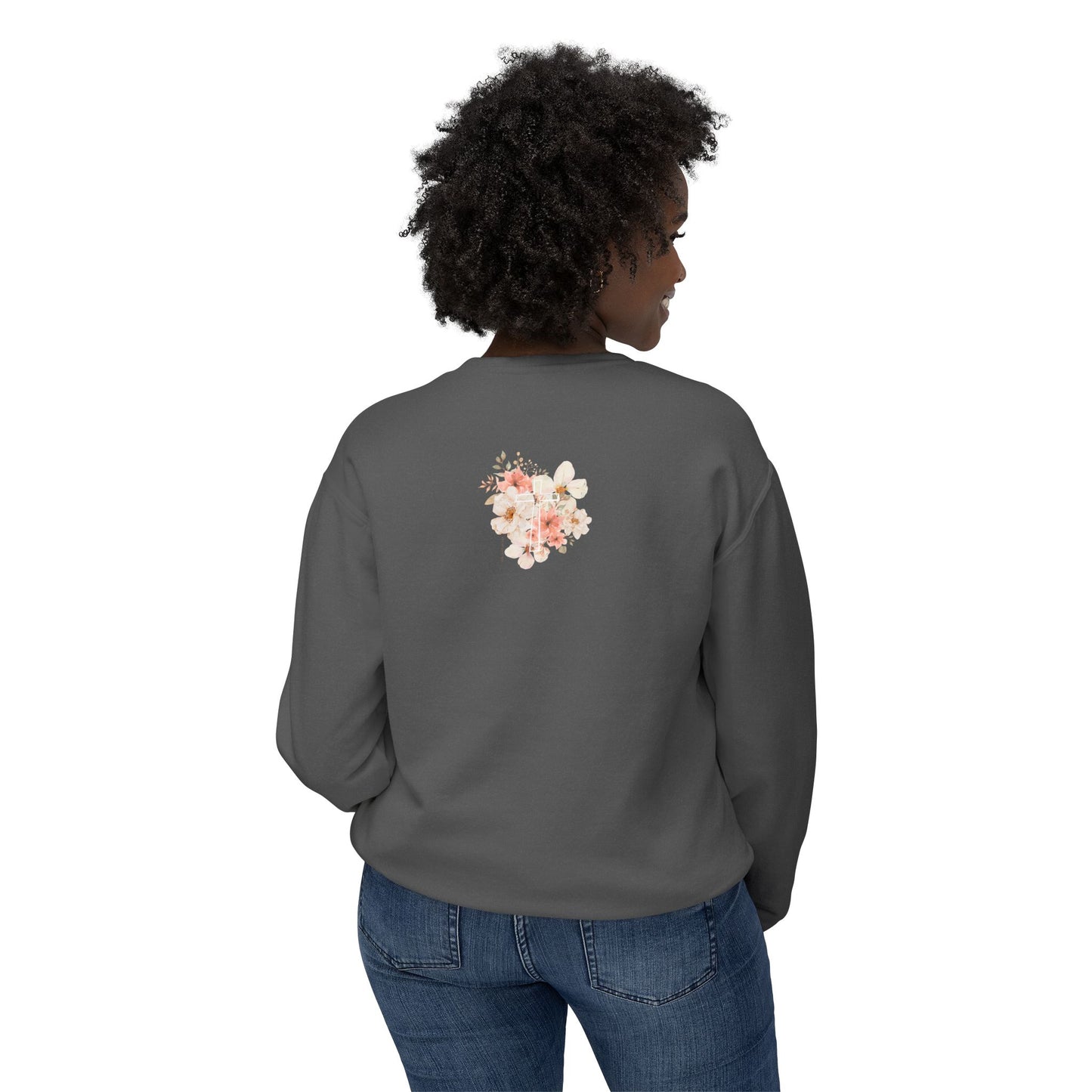 Fields of Mercy - Floral Cross Unisex Lightweight Crewneck Sweatshirt - Faith & Grace