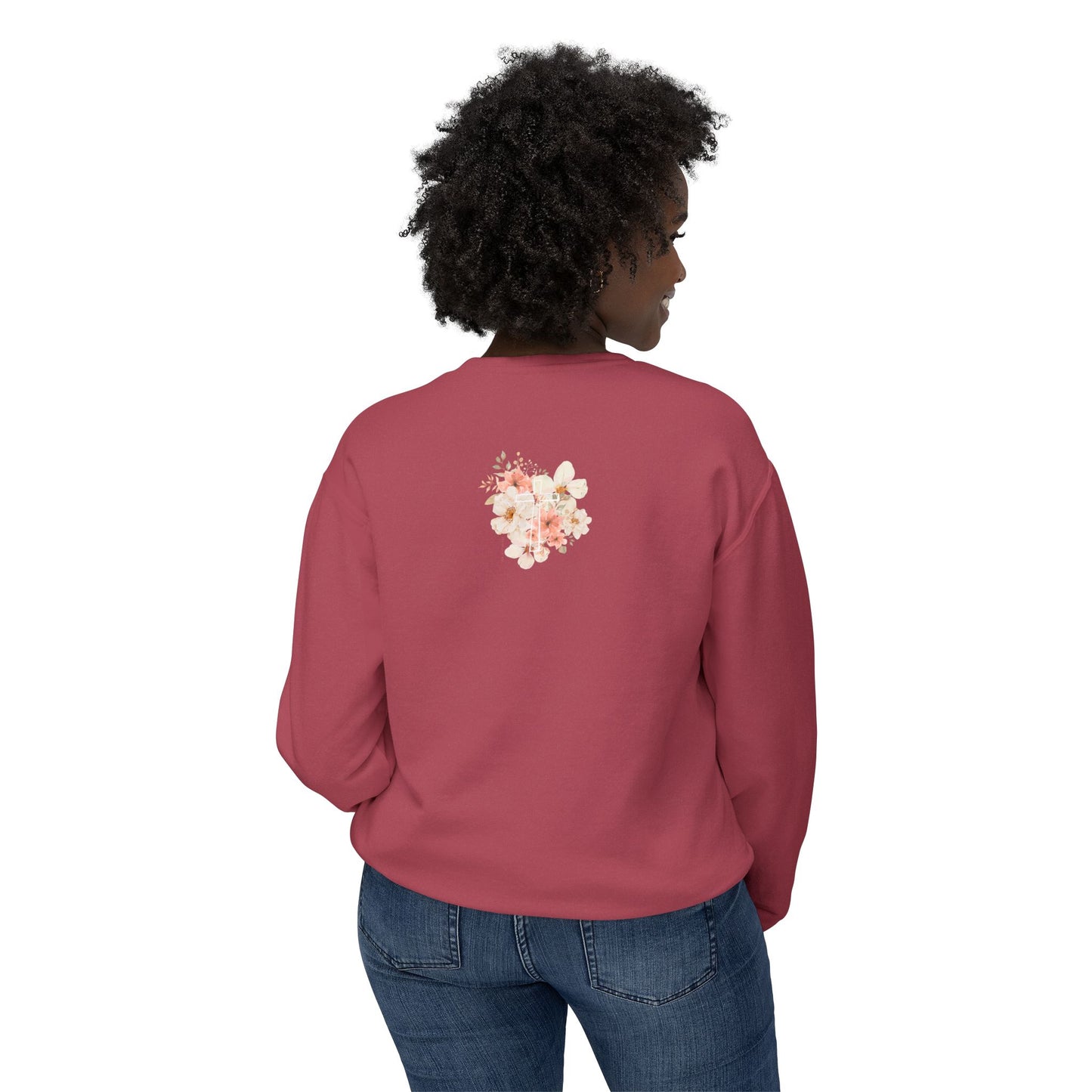 Fields of Mercy - Floral Cross Unisex Lightweight Crewneck Sweatshirt - Faith & Grace