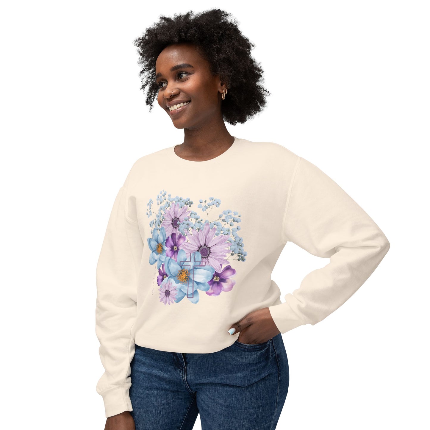 Fields of Mercy - Floral Lightweight Crewneck Sweatshirt