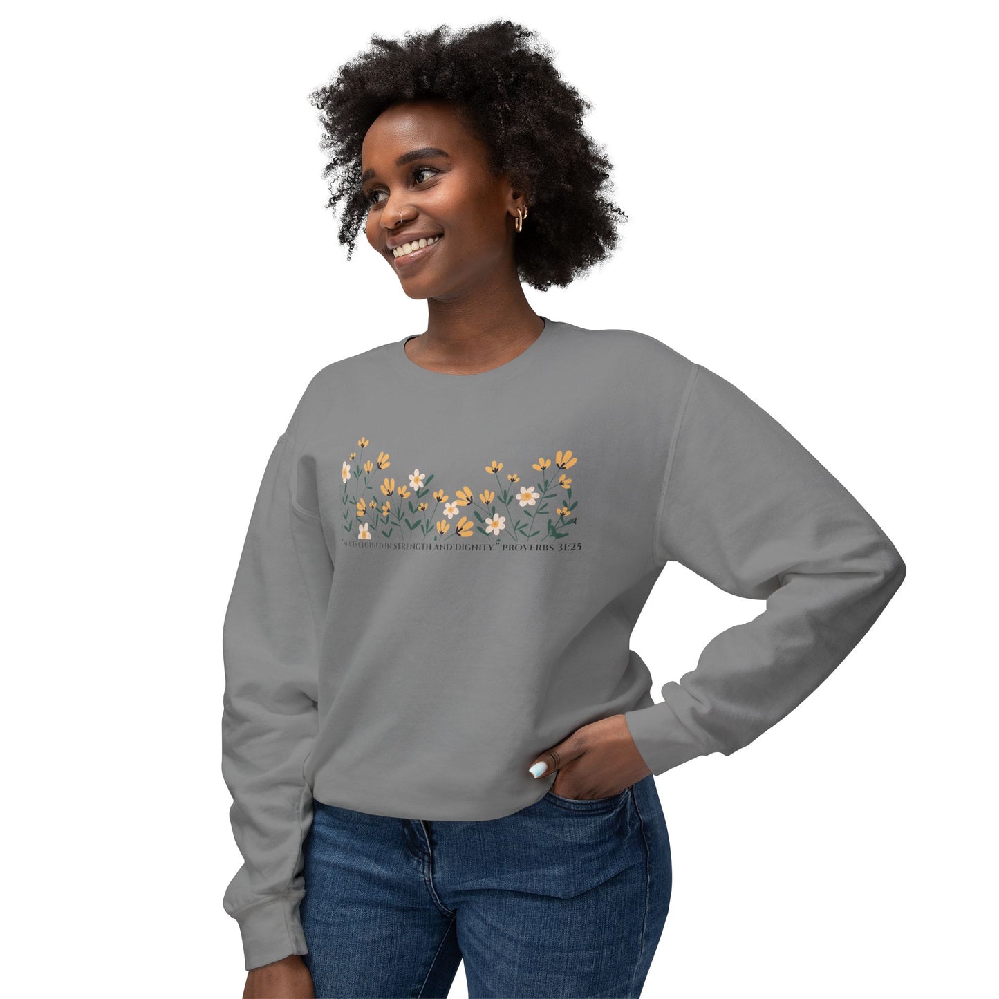 Meadow Musings - Crewneck Sweatshirt - Proverbs 31:25