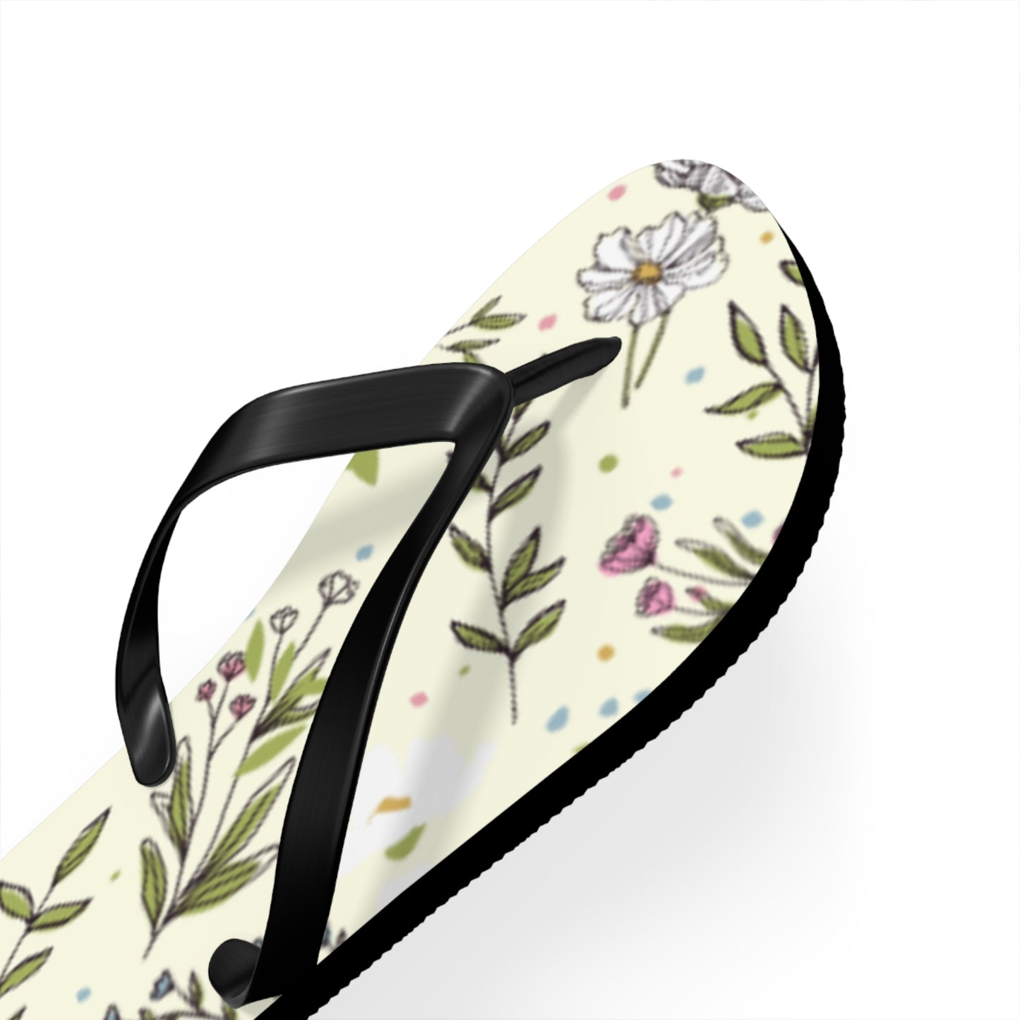 Lemon Lace - Floral Design Flip Flops