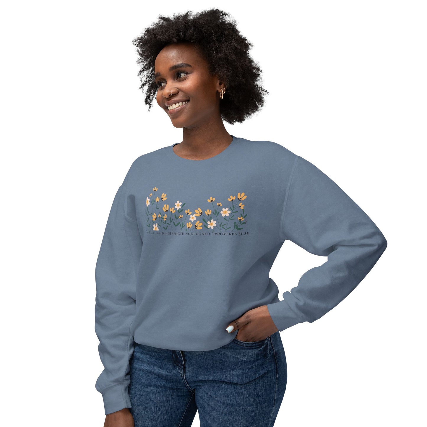 Meadow Musings - Crewneck Sweatshirt - Proverbs 31:25