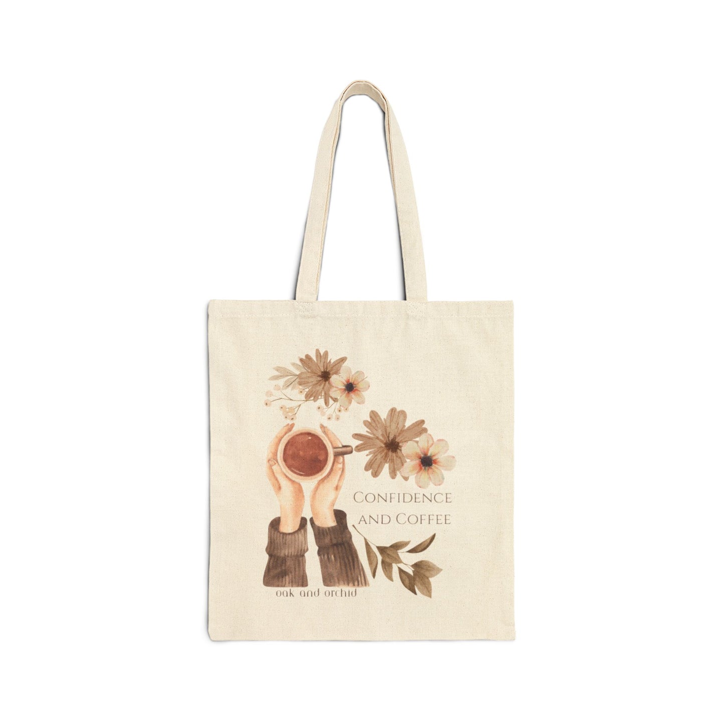 Meadow Musings - Confidence and Coffee Floral Cotton Tote Bag