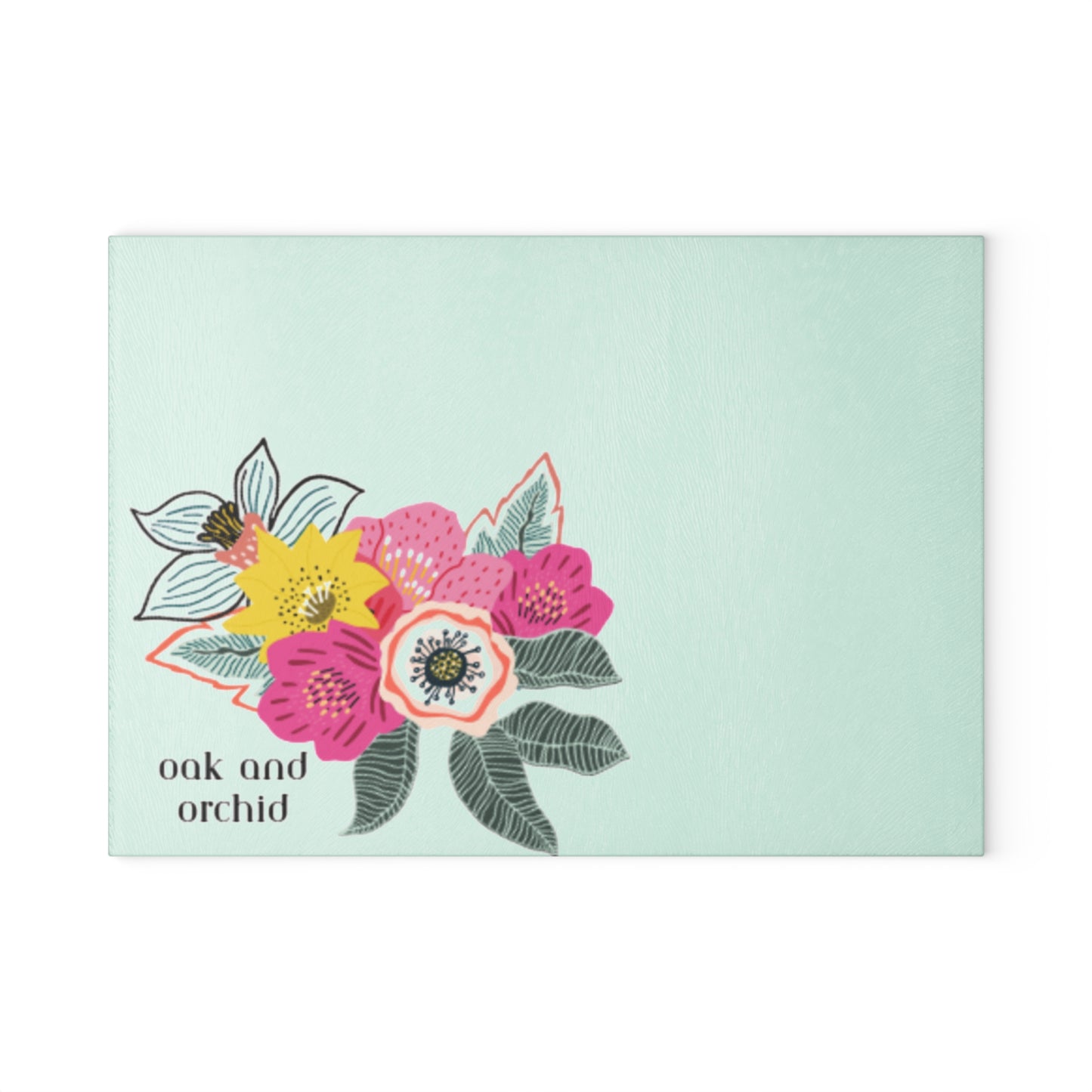 Sugar Petals - Floral Glass Cutting Board - Oak and Orchid Design