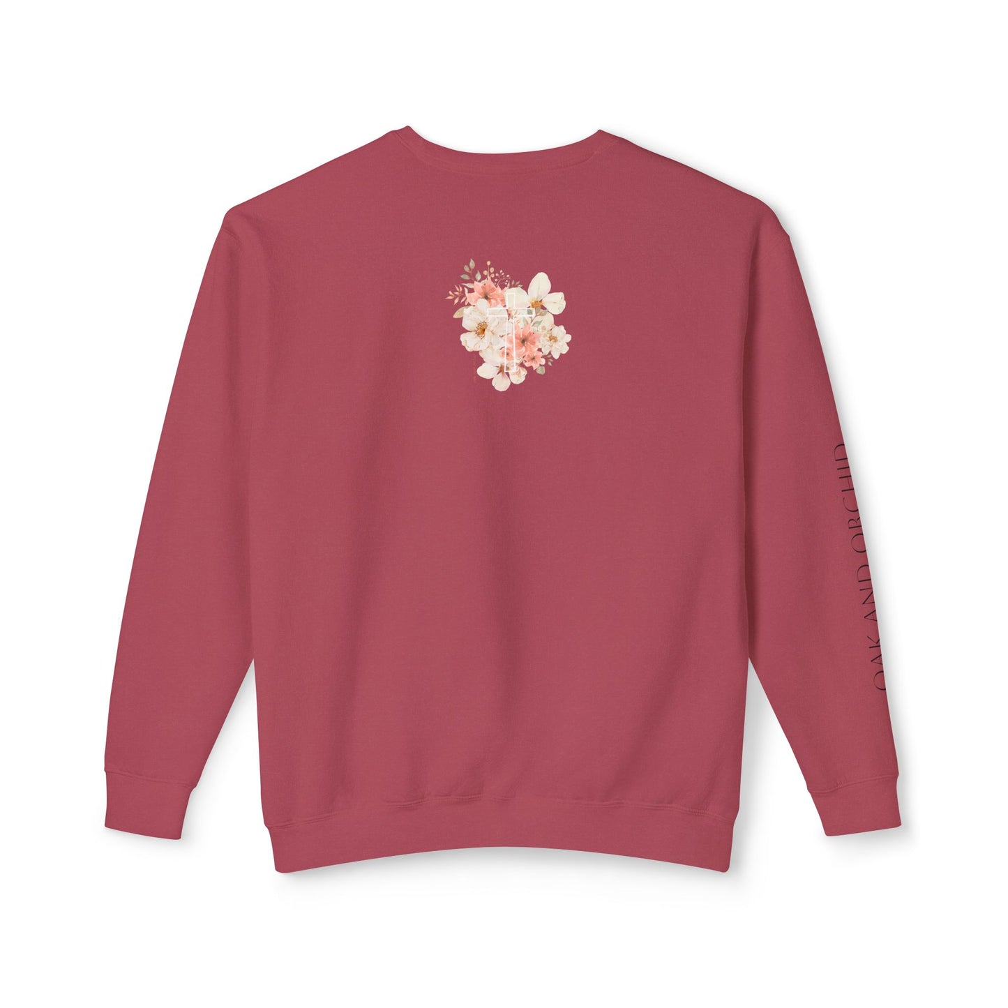Fields of Mercy - Floral Cross Unisex Lightweight Crewneck Sweatshirt - Faith & Grace