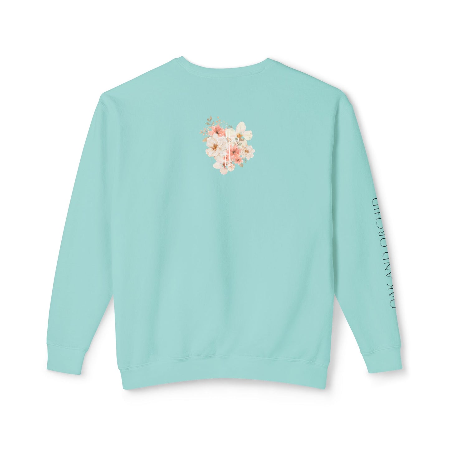 Fields of Mercy - Floral Cross Unisex Lightweight Crewneck Sweatshirt - Faith & Grace