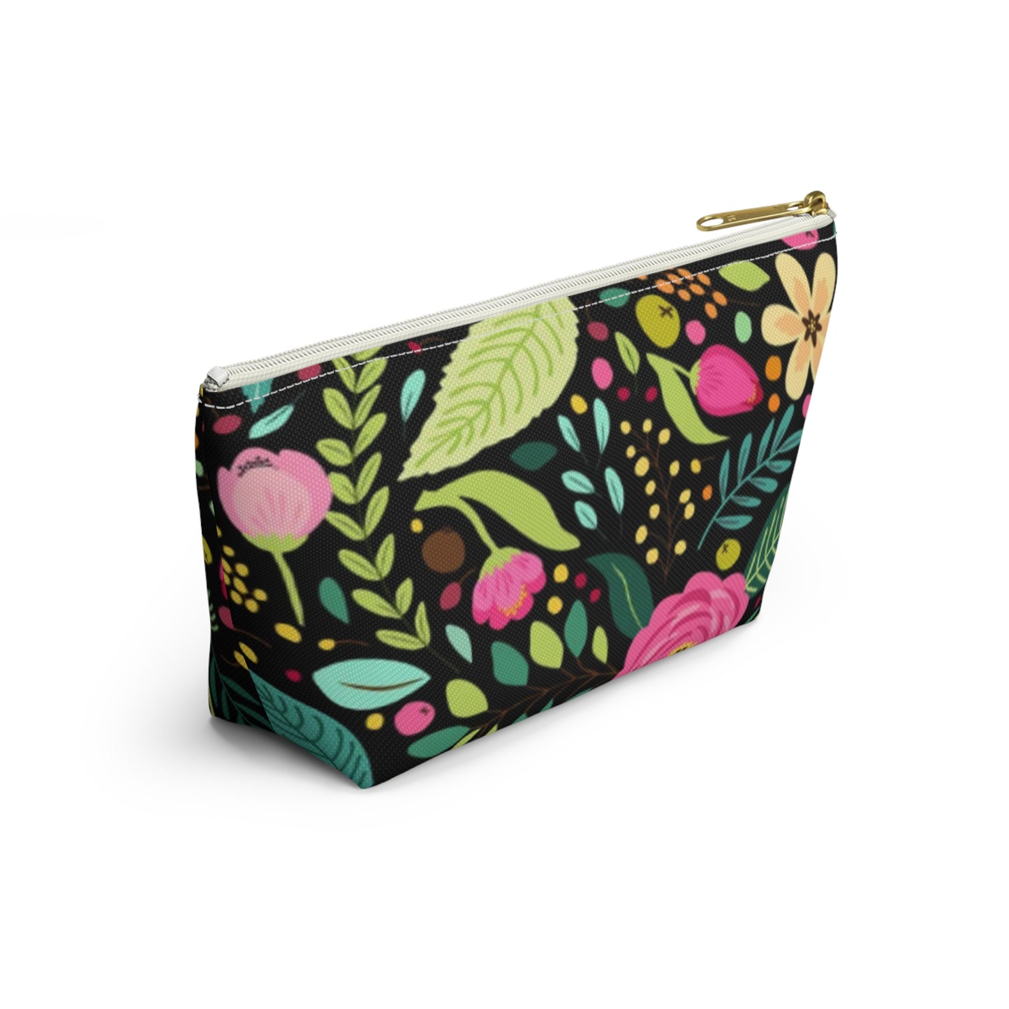 Sugar Petals - Floral Accessory Pouch, Cosmetic Bag, Makeup Organizer, Gift for Her, Travel Essentials, Oak and Orchid Design