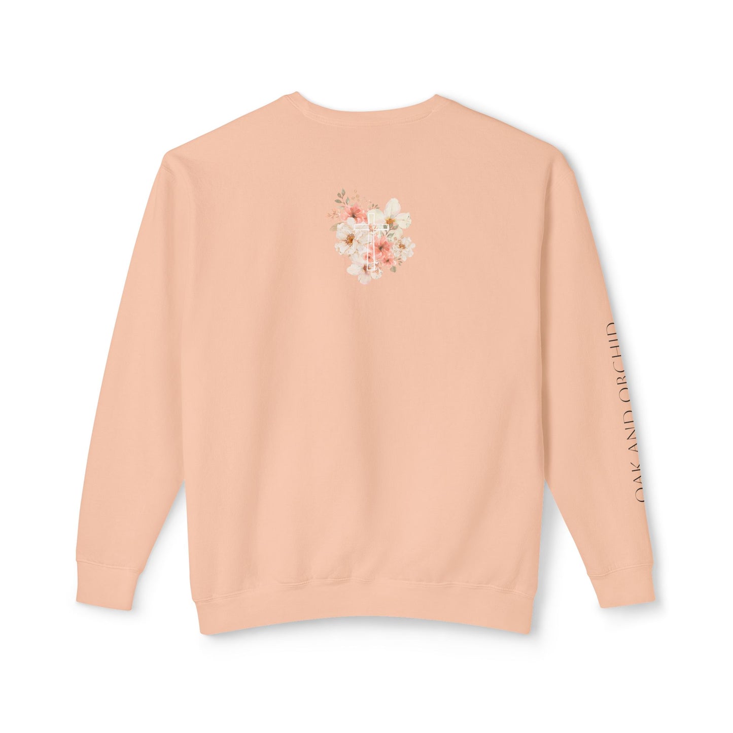 Fields of Mercy - Floral Cross Unisex Lightweight Crewneck Sweatshirt - Faith & Grace