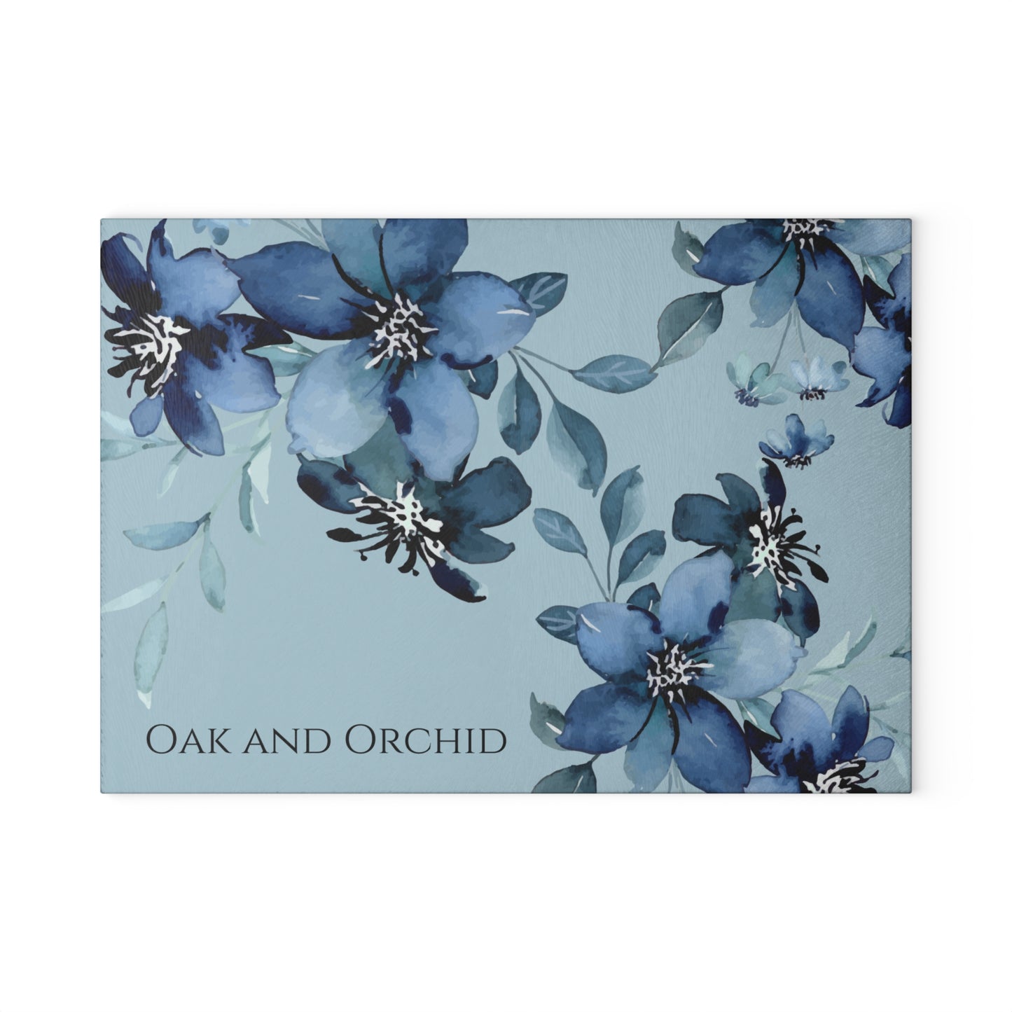 Cerulean Flora - Floral Glass Cutting Board, Kitchen Decor, Housewarming Gift, Wedding Gift, Culinary Art, Personalized Kitchen Accessory