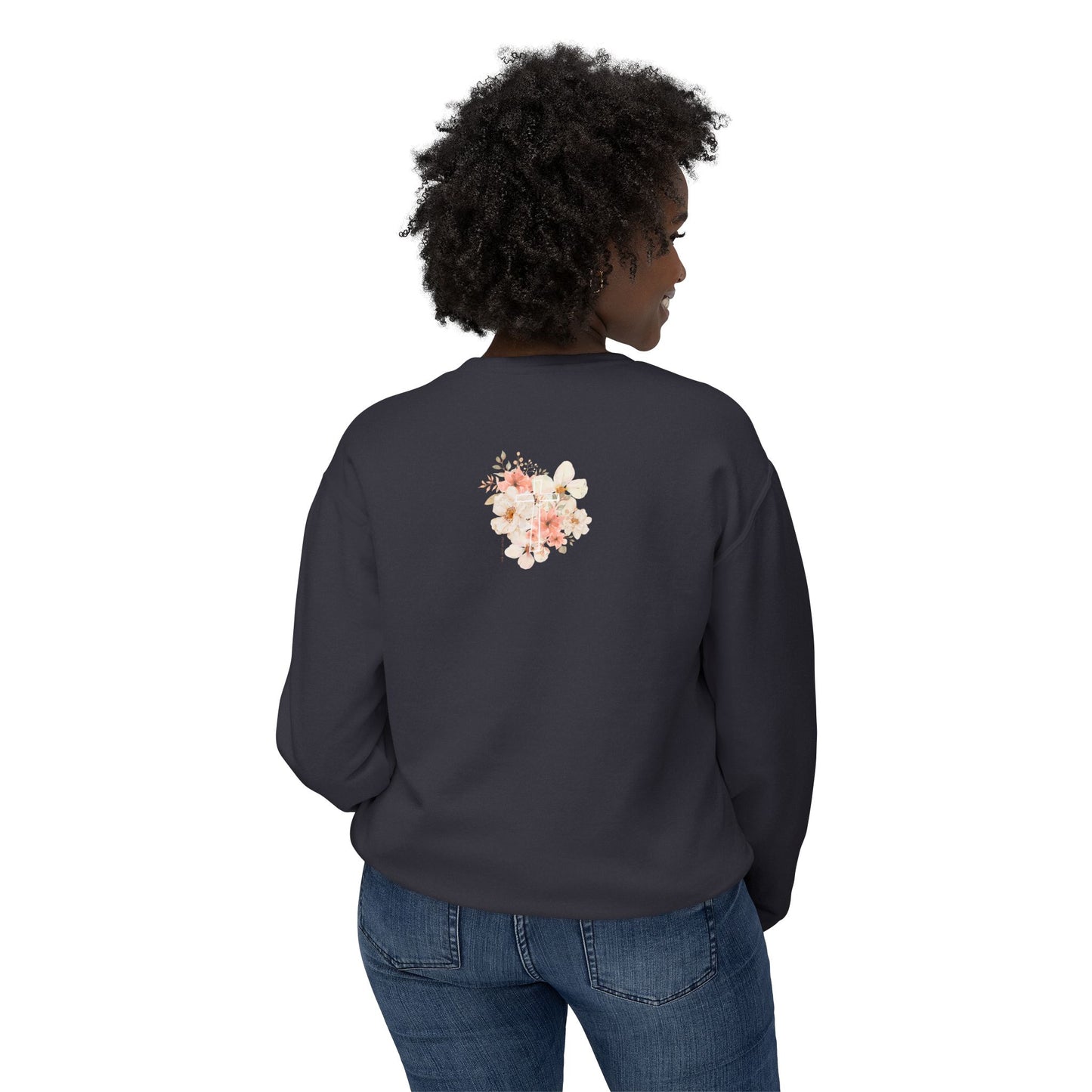 Fields of Mercy - Floral Cross Unisex Lightweight Crewneck Sweatshirt - Faith & Grace