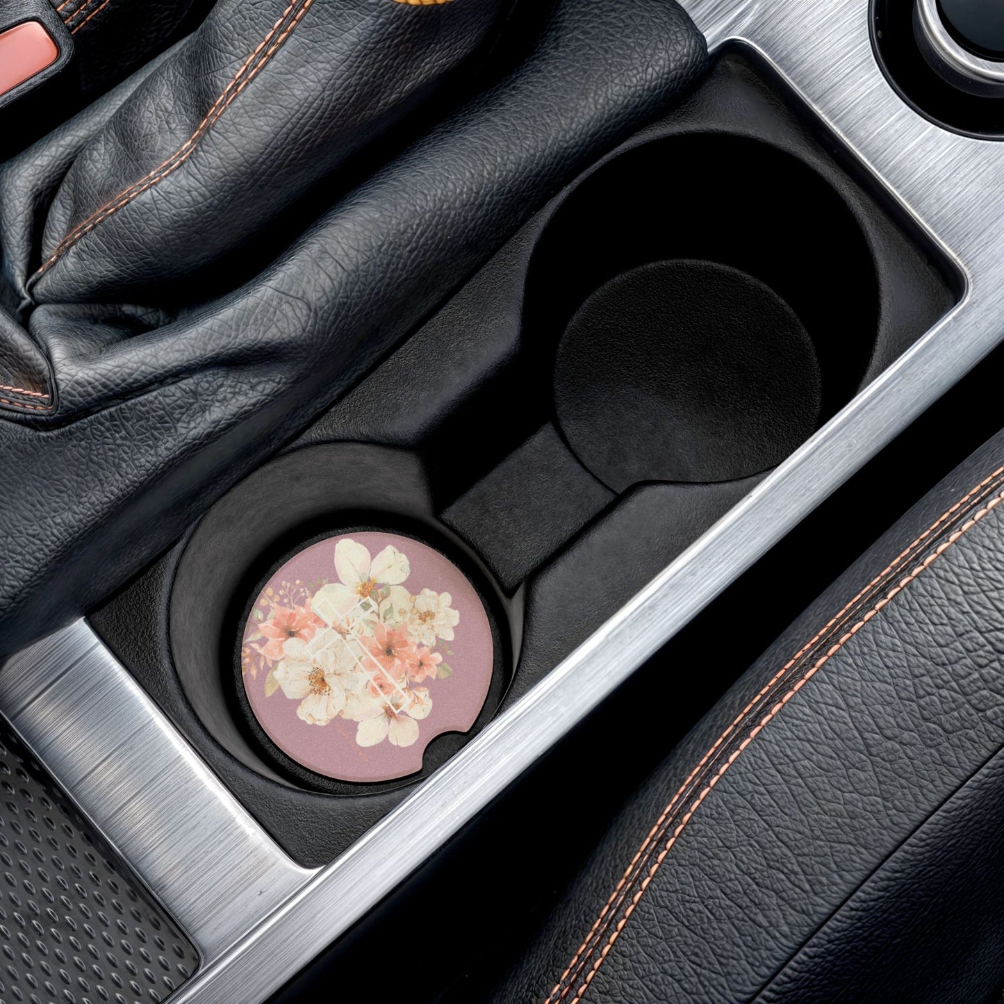 Fields of Mercy - Cross Soapstone Car Coaster - Stylish Drink Holder for Christian Driver