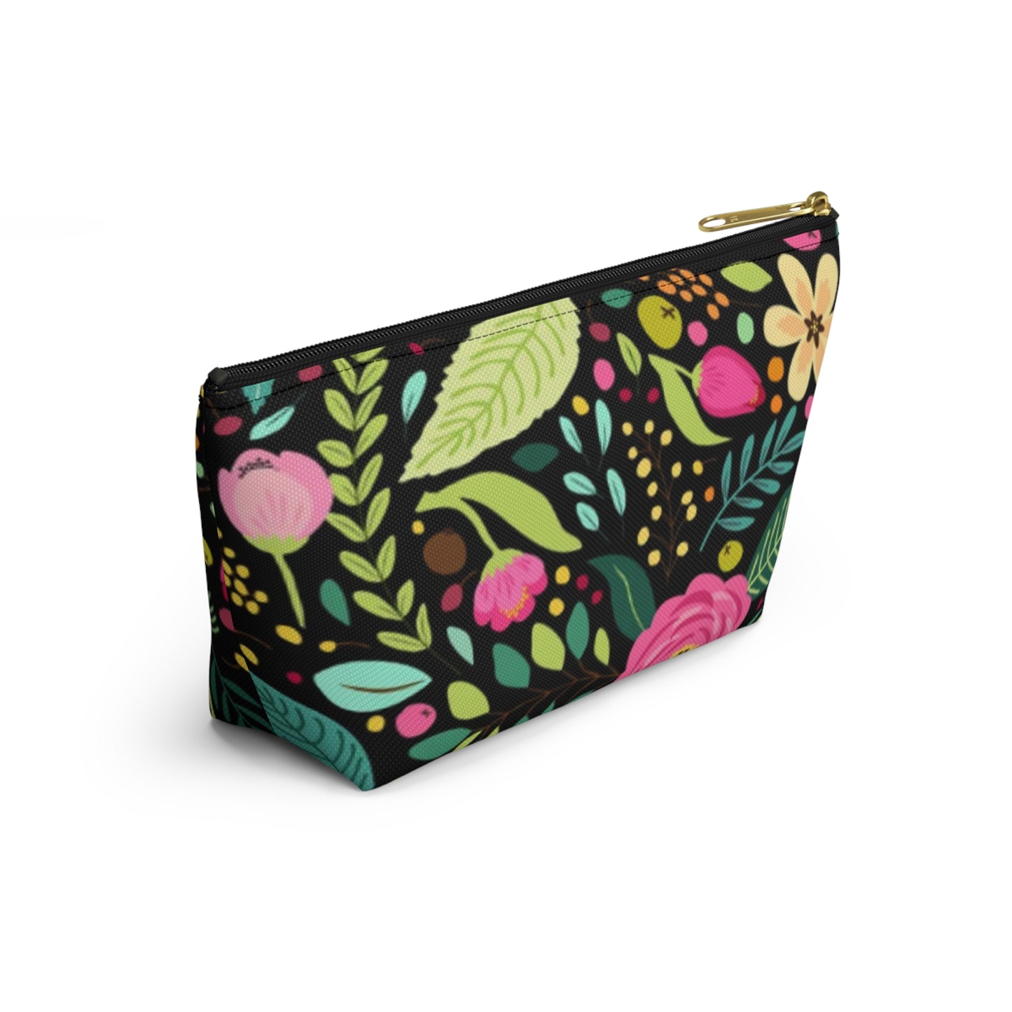 Sugar Petals - Floral Accessory Pouch, Cosmetic Bag, Makeup Organizer, Gift for Her, Travel Essentials, Oak and Orchid Design