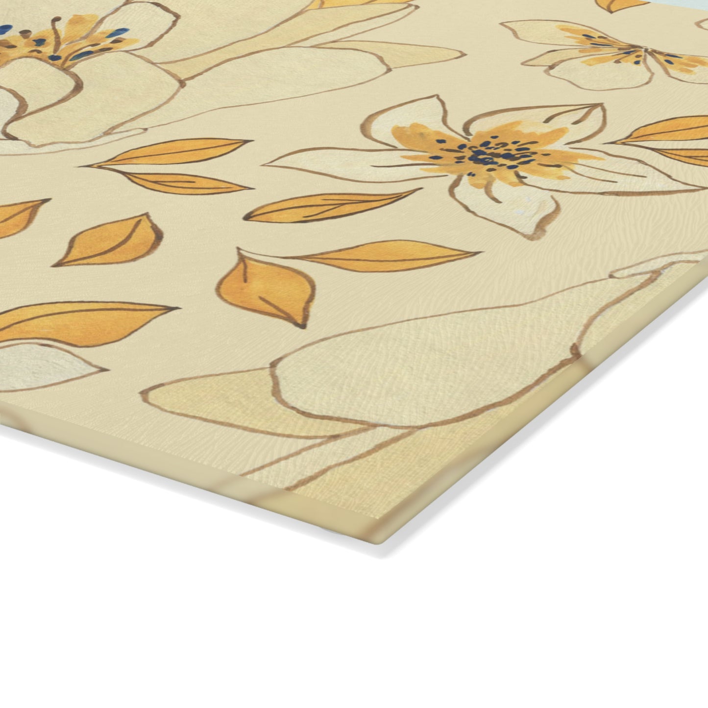 Buttered Bloom - Floral Design Glass Cutting Board - Elegant Kitchen Decor for Cooking Enthusiasts
