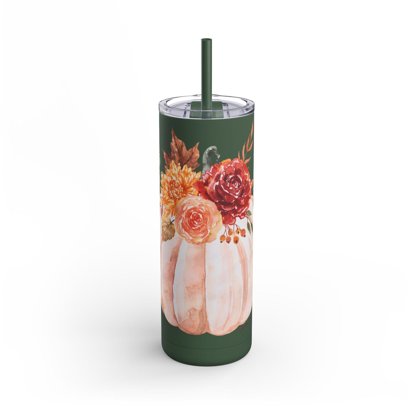 Fall Floral Pumpkin Tumbler, 20oz Travel Mug, Autumn Drinkware, Thanksgiving Gift, Eco-Friendly Coffee Cup, Seasonal Beverage Container