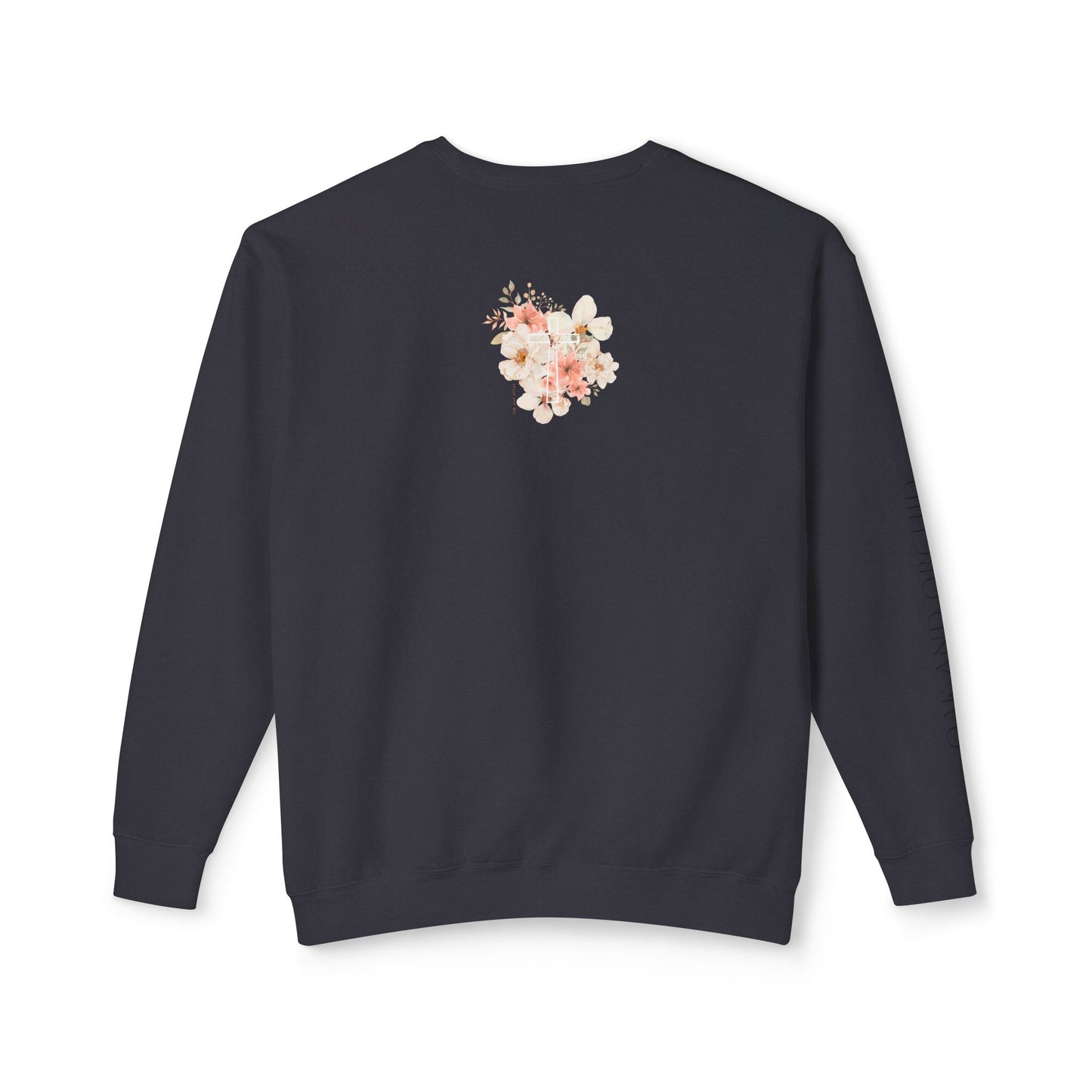 Fields of Mercy - Floral Cross Unisex Lightweight Crewneck Sweatshirt - Faith & Grace