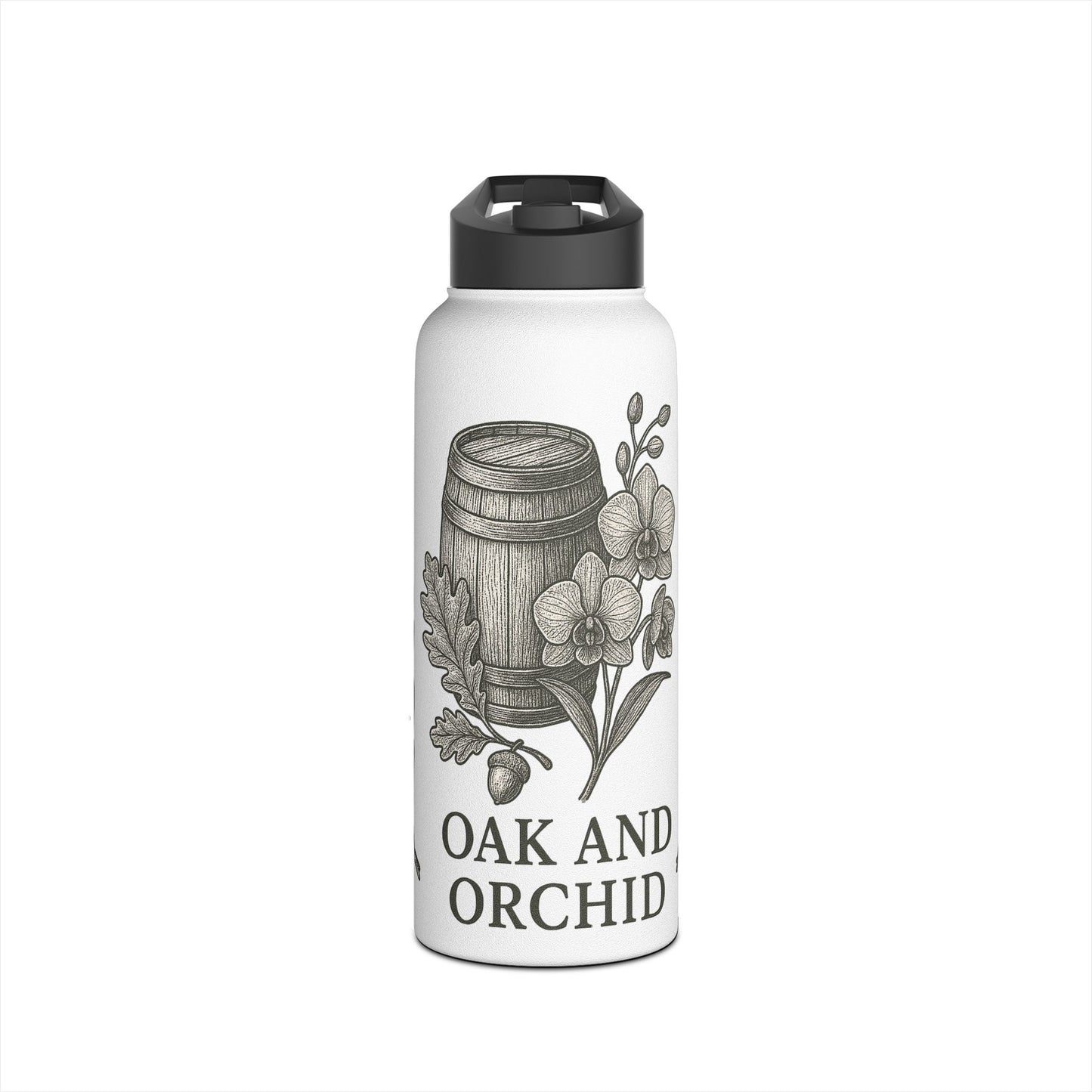 Eco-Friendly Stainless Steel Water Bottle - Oak and Orchid Design