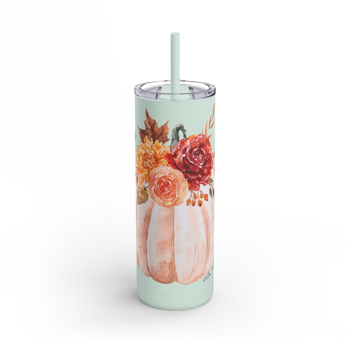 Fall Floral Pumpkin Tumbler, 20oz Travel Mug, Autumn Drinkware, Thanksgiving Gift, Eco-Friendly Coffee Cup, Seasonal Beverage Container