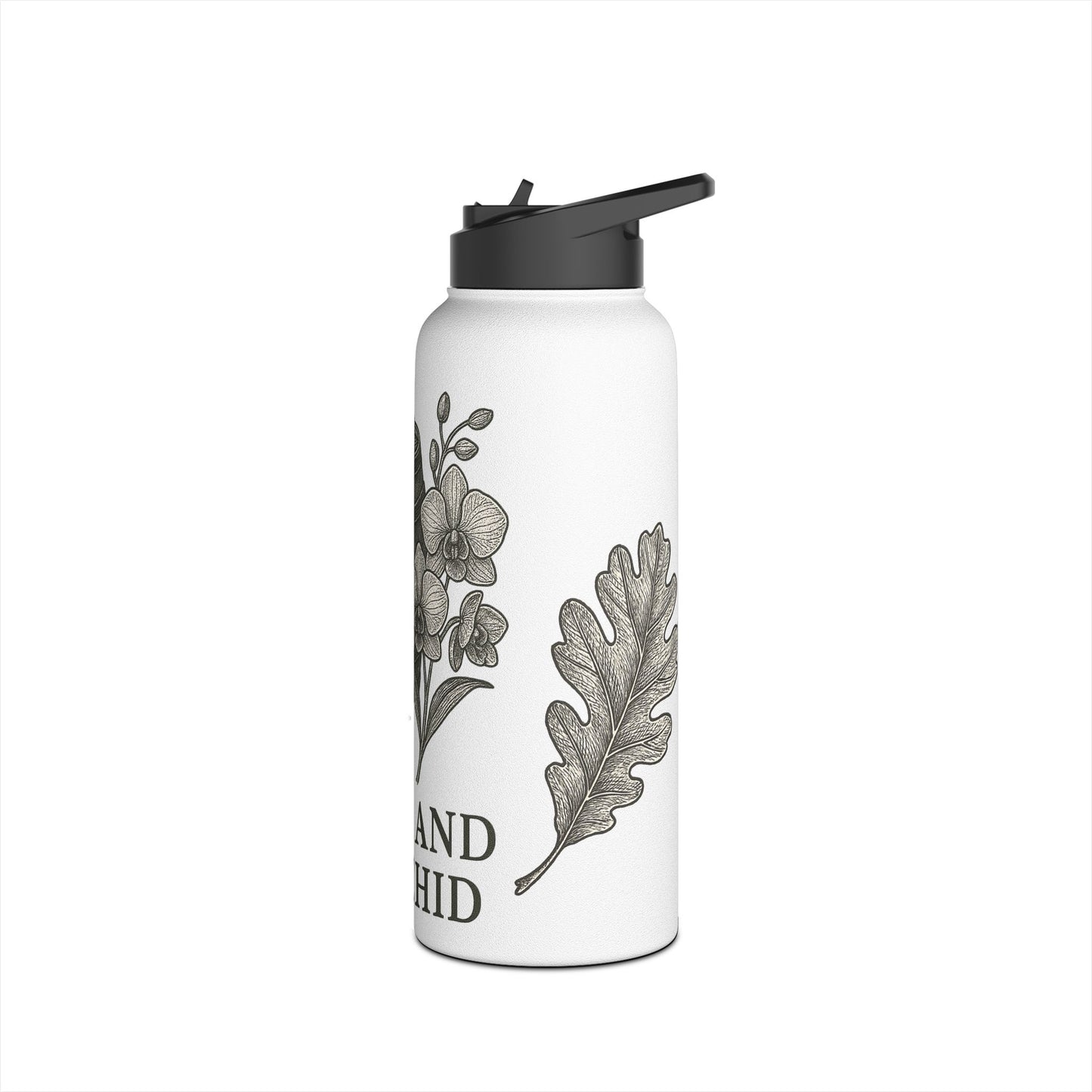 Eco-Friendly Stainless Steel Water Bottle - Oak and Orchid Design