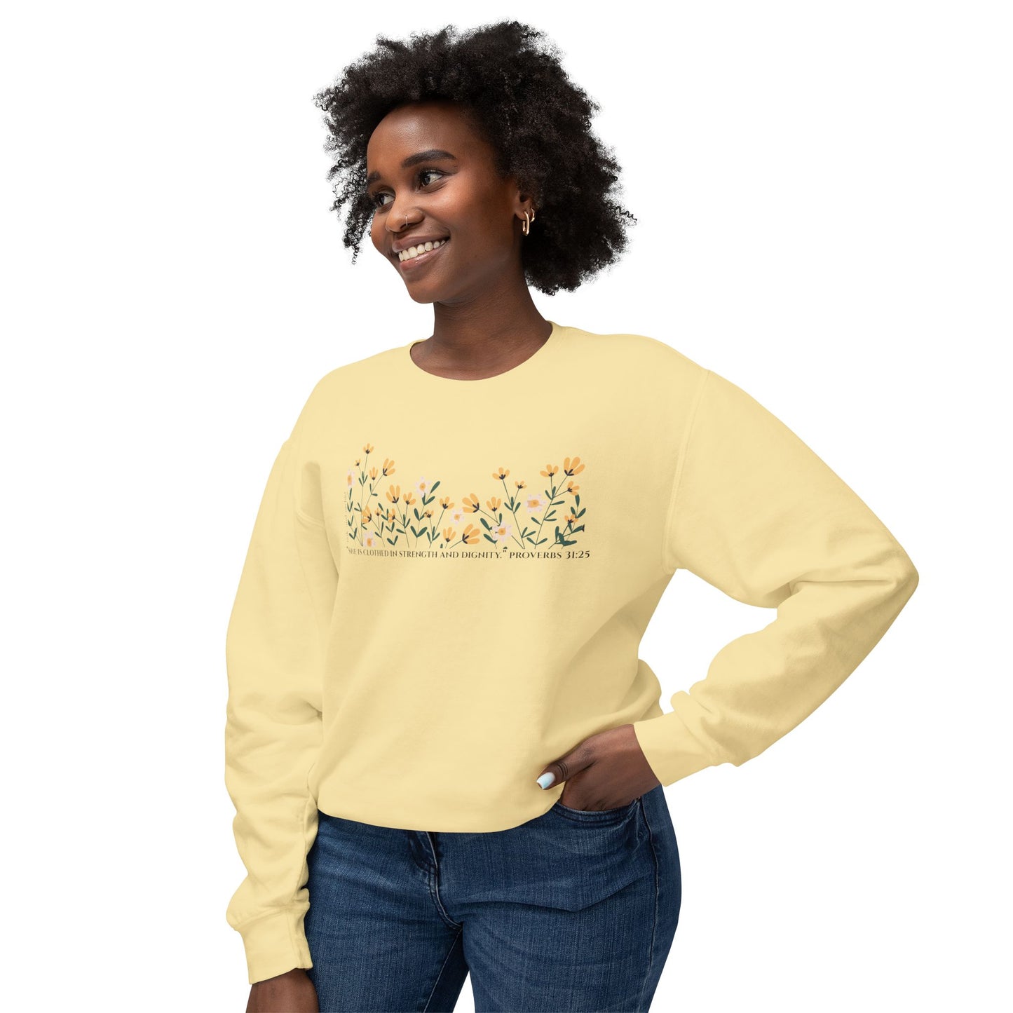 Meadow Musings - Crewneck Sweatshirt - Proverbs 31:25