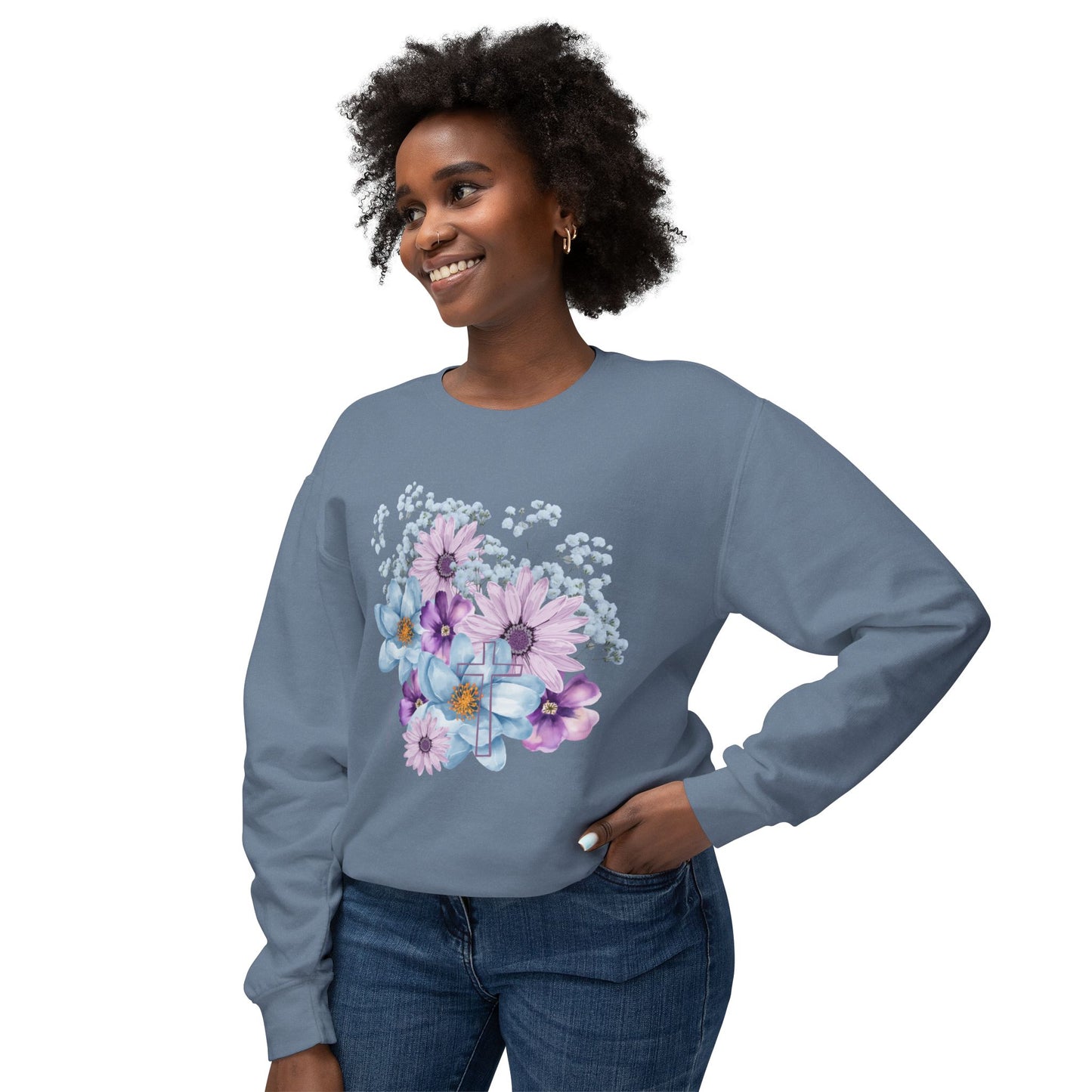 Fields of Mercy - Floral Lightweight Crewneck Sweatshirt