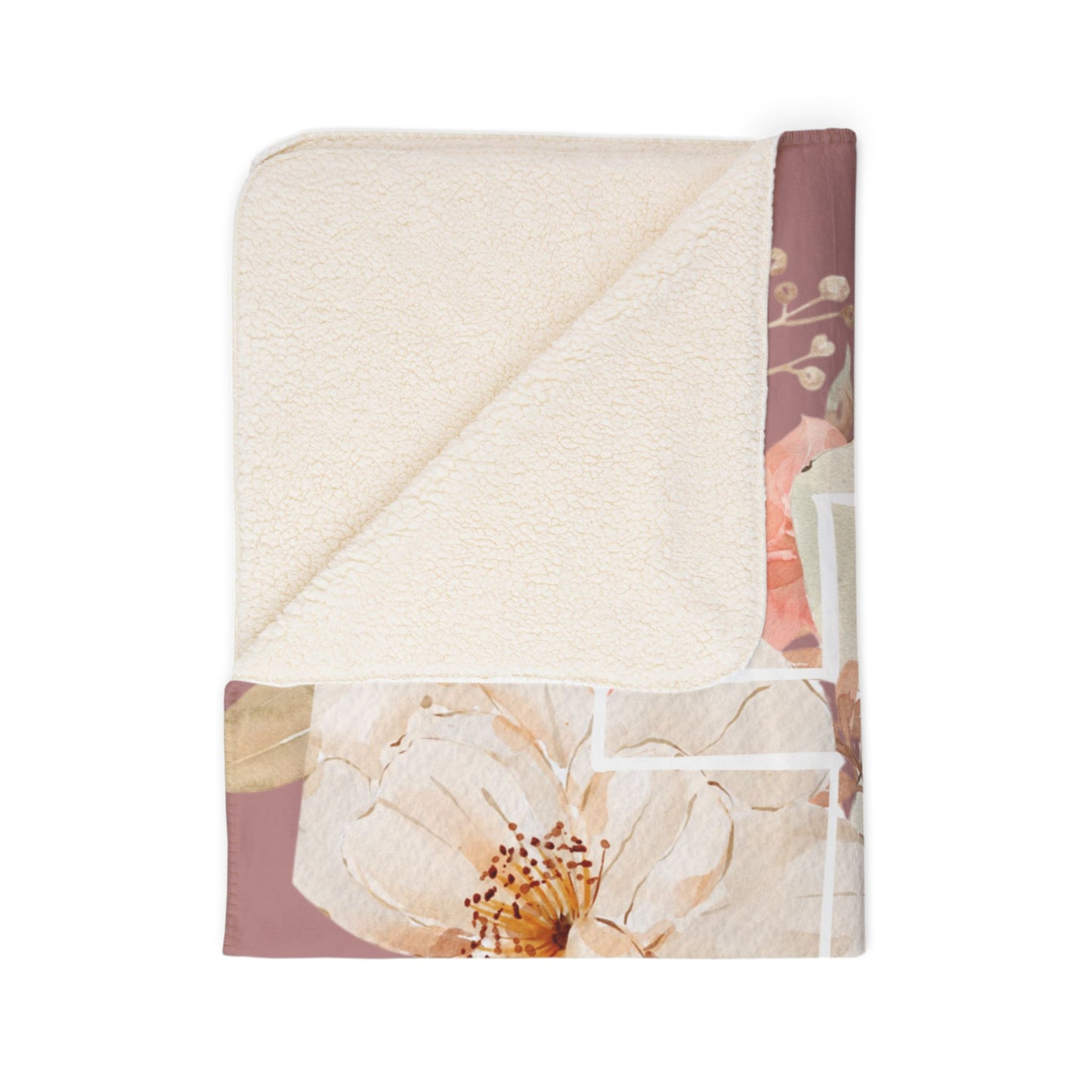 Fields of Mercy - Floral Cross Fleece Sherpa Blanket - Cozy Christian Decor