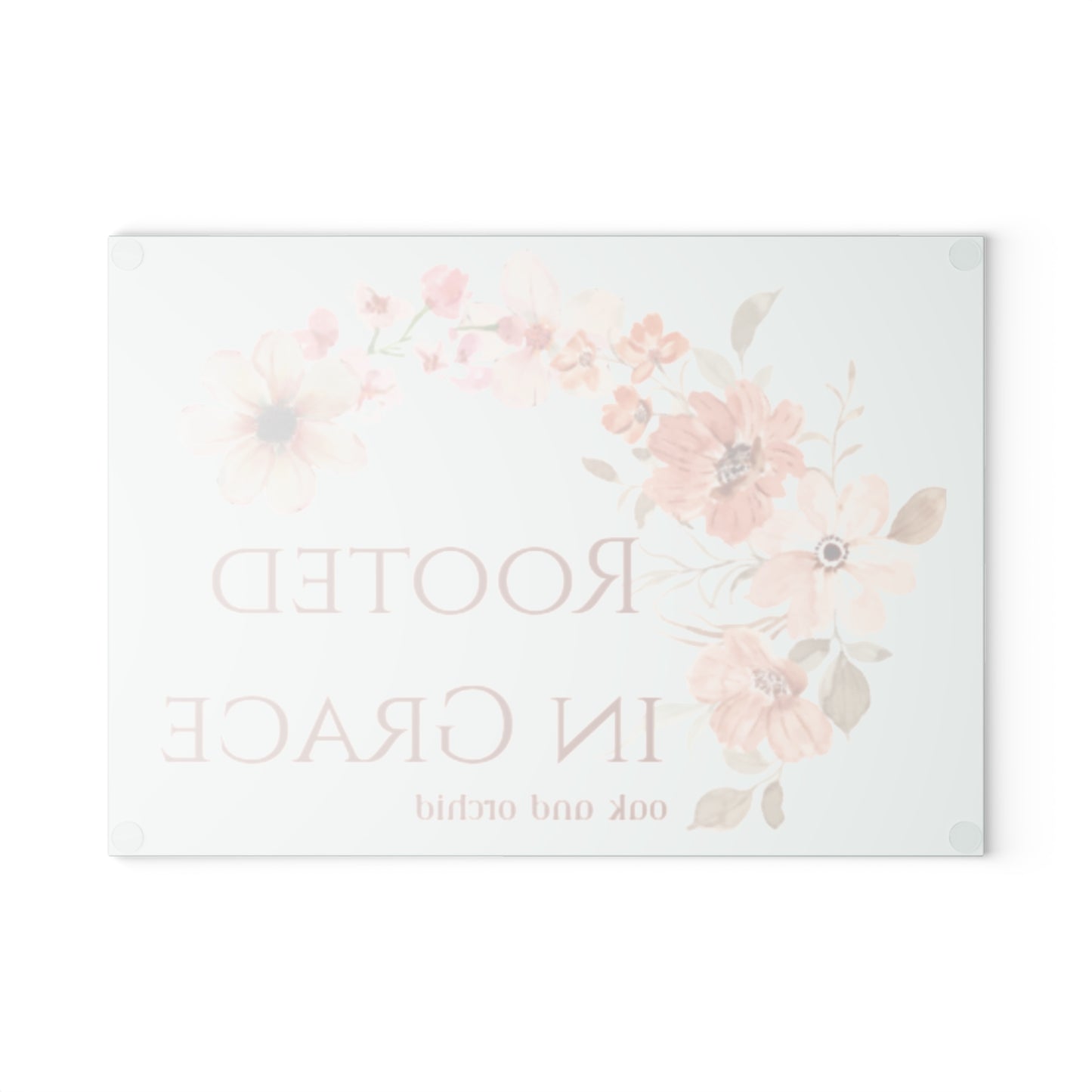 Meadow Musings - Rooted in Grace Floral Glass Cutting Board - Elegant Kitchen Decor for Home Chefs