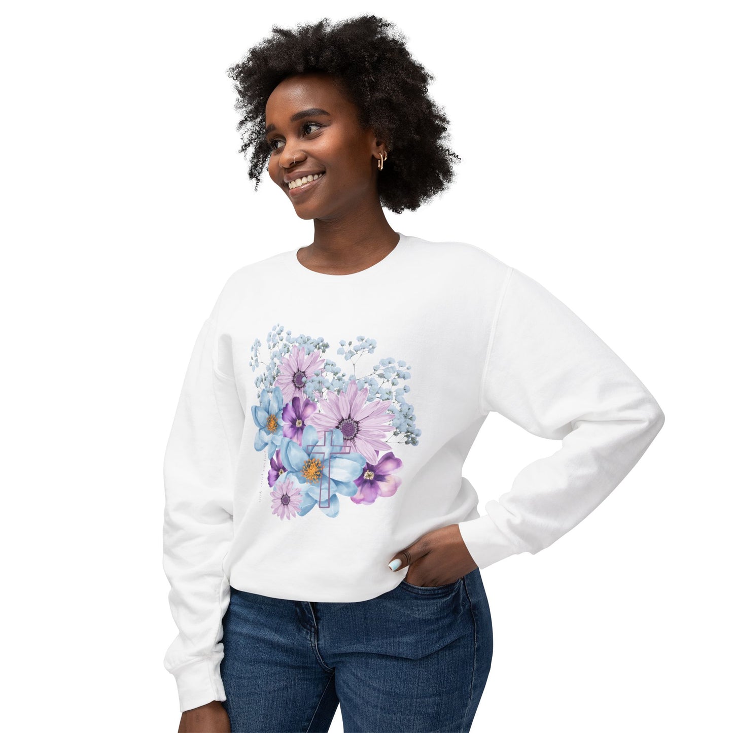 Fields of Mercy - Floral Lightweight Crewneck Sweatshirt
