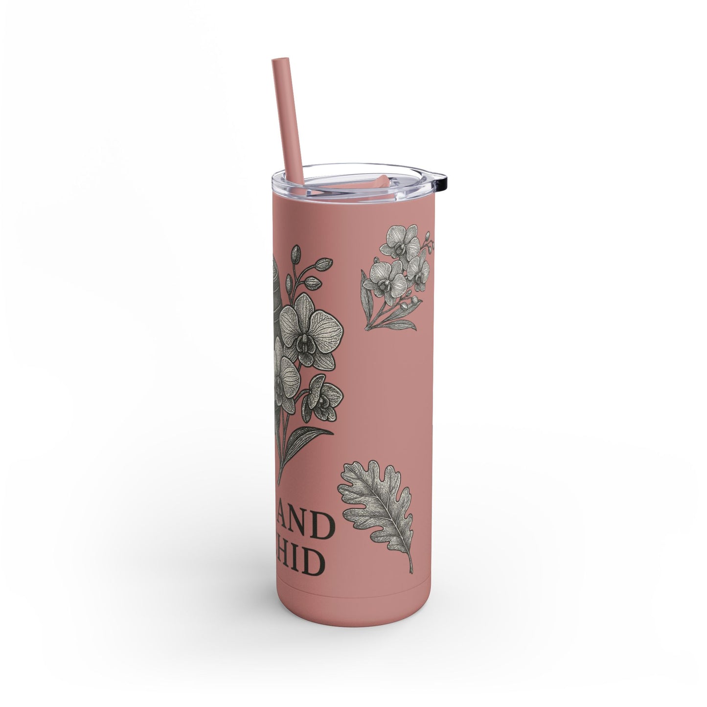 20oz Oak and Orchid Skinny Matte Tumbler - Perfect for Nature Lovers