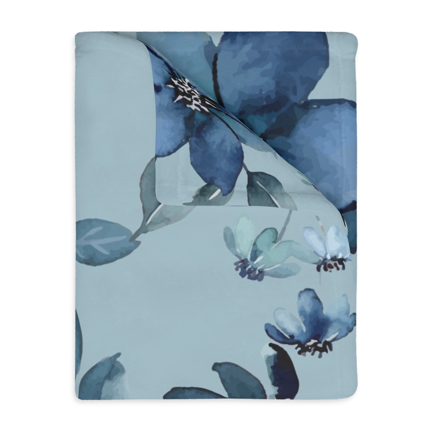 Cerulean Flora Velveteen Microfiber Blanket