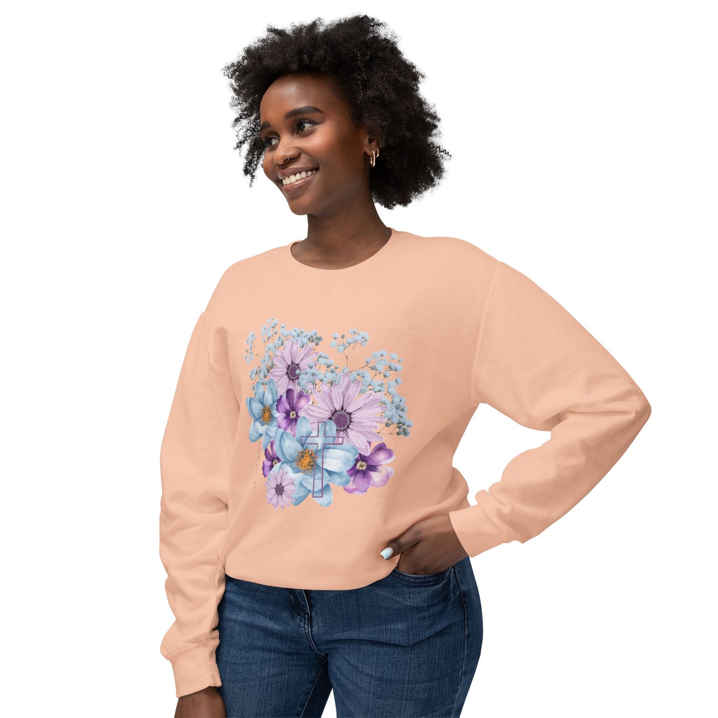 Fields of Mercy - Floral Lightweight Crewneck Sweatshirt