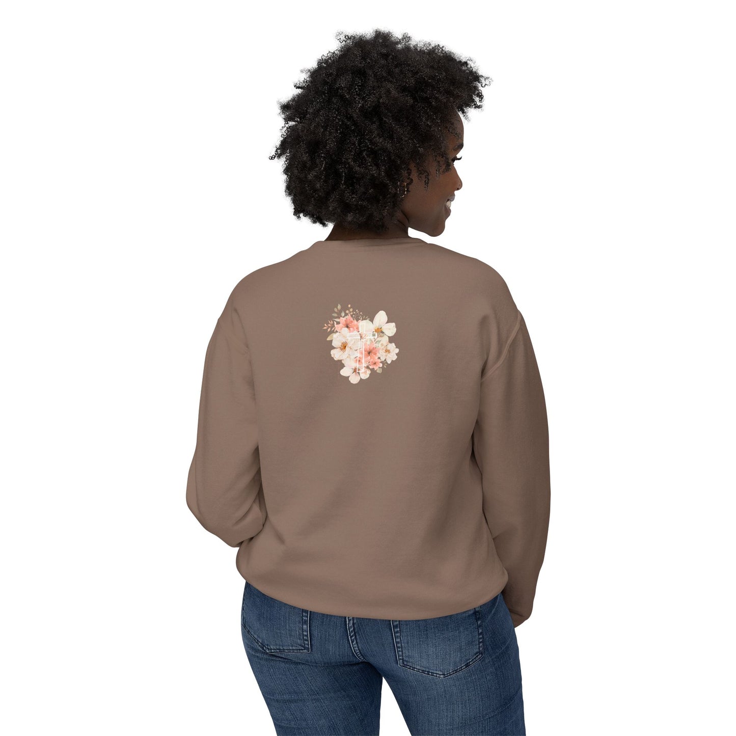 Fields of Mercy - Floral Cross Unisex Lightweight Crewneck Sweatshirt - Faith & Grace