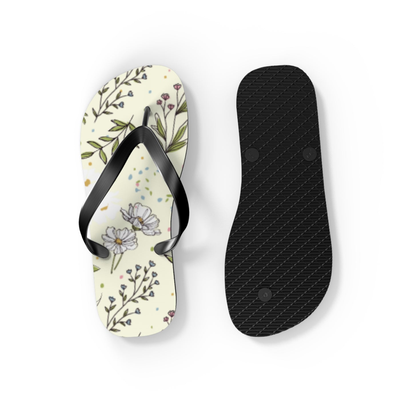 Lemon Lace - Floral Design Flip Flops