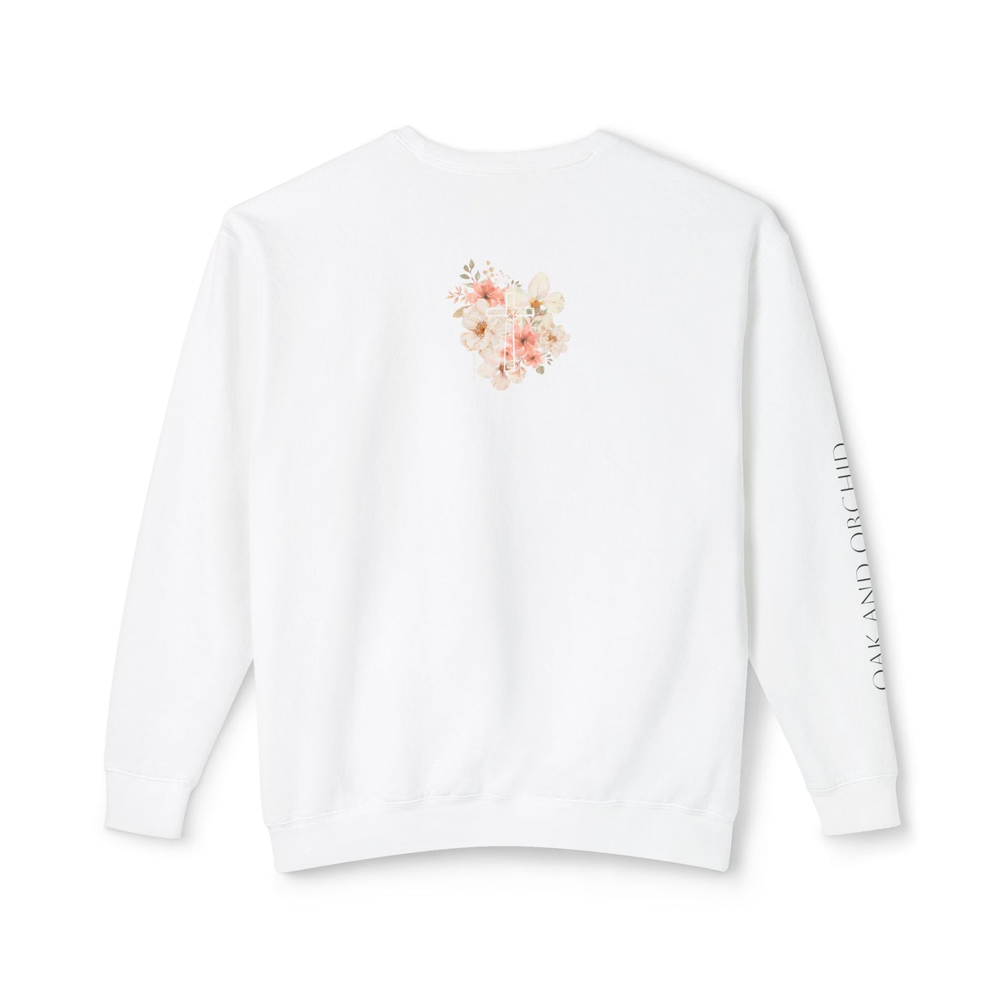 Fields of Mercy - Floral Cross Unisex Lightweight Crewneck Sweatshirt - Faith & Grace