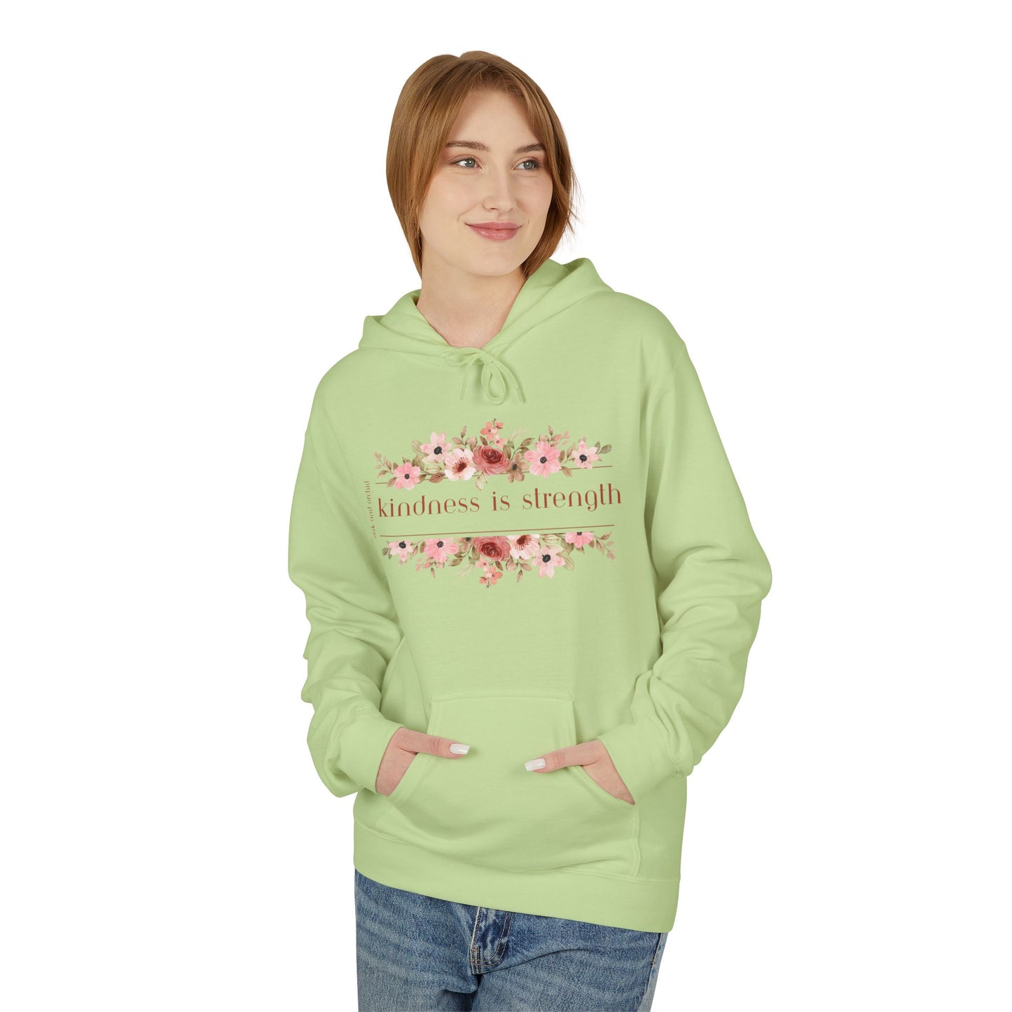 Meadow Musings - . Kindness is Strength Floral Hoodie - Midweight Fleece