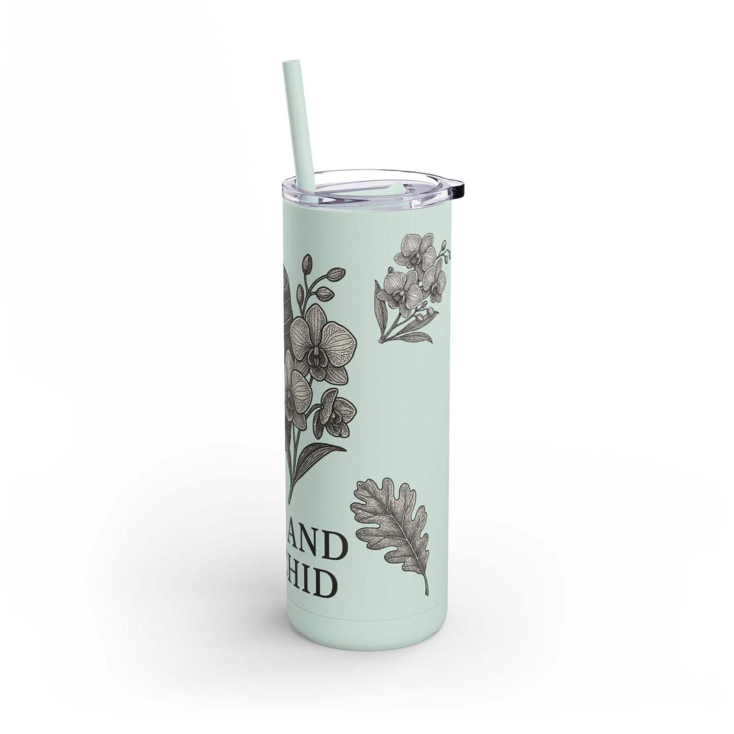 20oz Oak and Orchid Skinny Matte Tumbler - Perfect for Nature Lovers