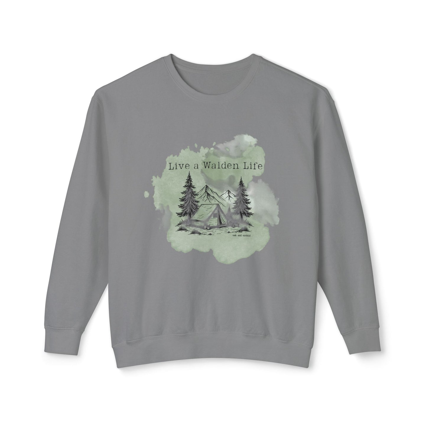 Summer 2025 - Orchard Bloom - Live a Walden Life Unisex Lightweight Crewneck Sweatshirt, Nature Lover Gift, Outdoor Adventure Wear, Gift for Campers, Eco-Friendly Apparel