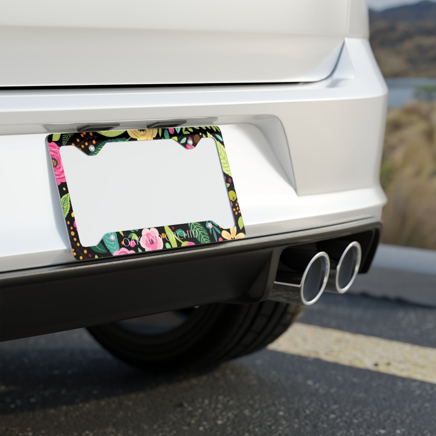Sugar Petals - Vibrant Floral Metal License Plate Frame, Car Accessory, Personalized Gift, Auto Decor, Unique Car Accessories