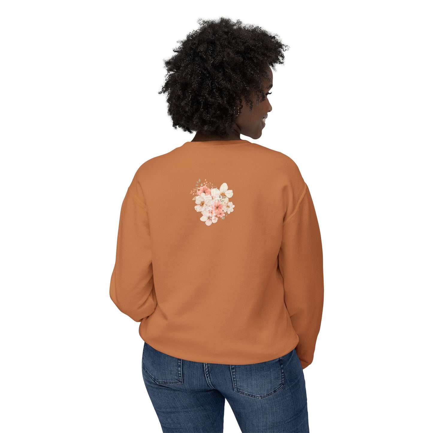Fields of Mercy - Floral Cross Unisex Lightweight Crewneck Sweatshirt - Faith & Grace