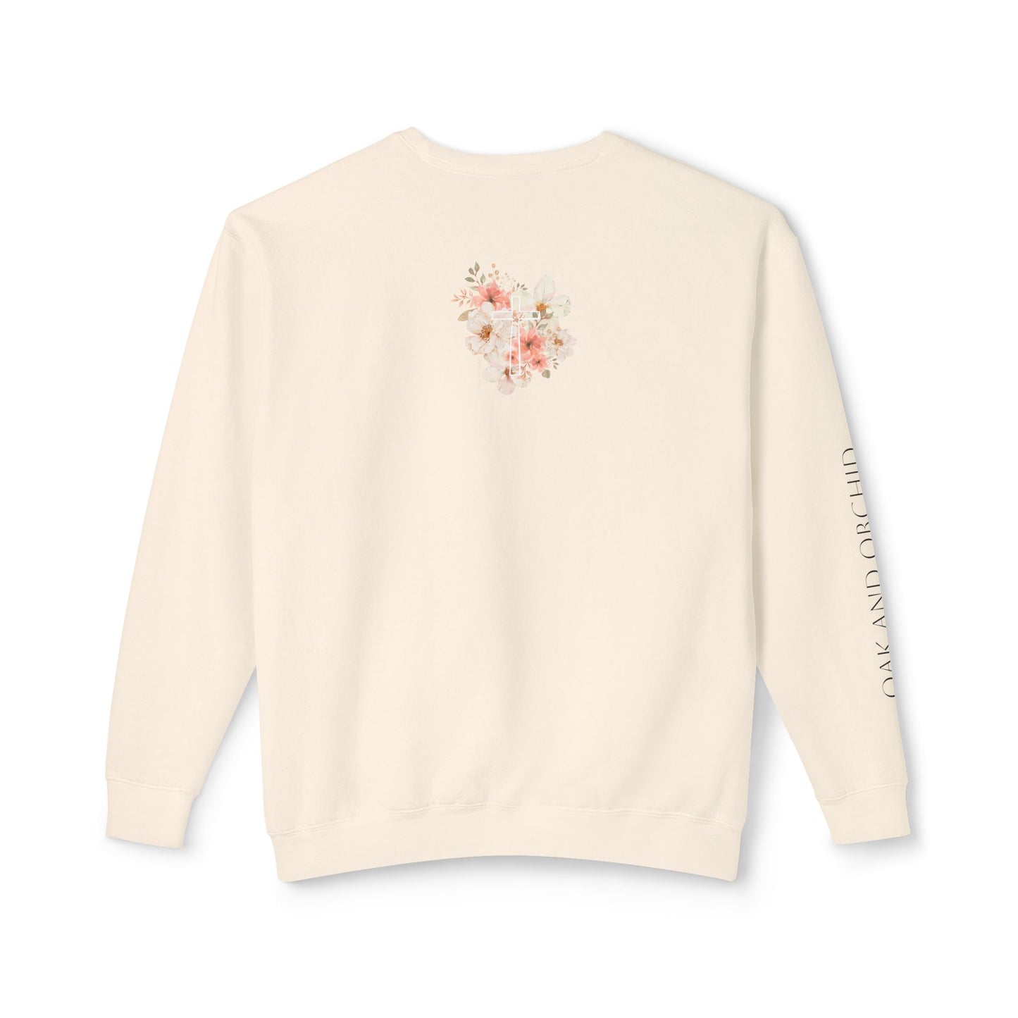 Fields of Mercy - Floral Cross Unisex Lightweight Crewneck Sweatshirt - Faith & Grace