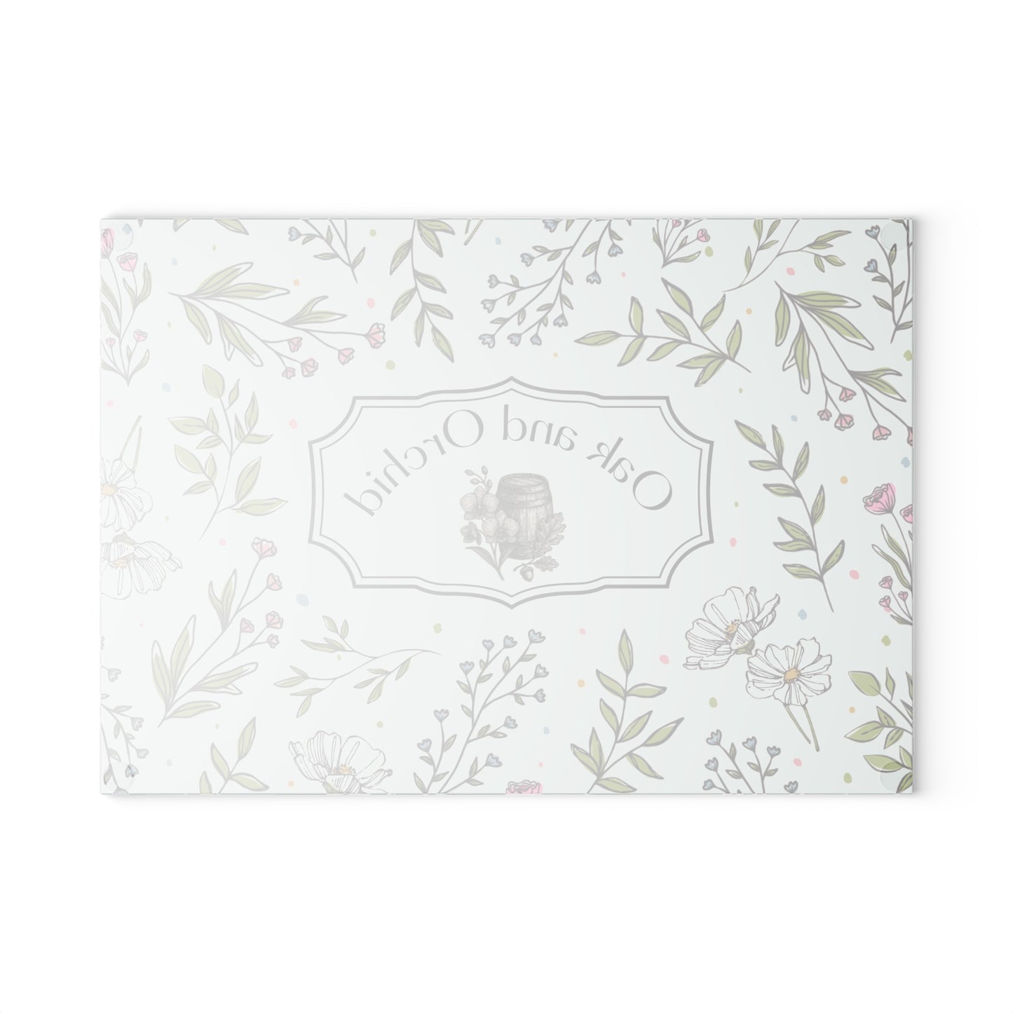 Lemon Lace - Floral Glass Cutting Board - Oak and Orchid Design