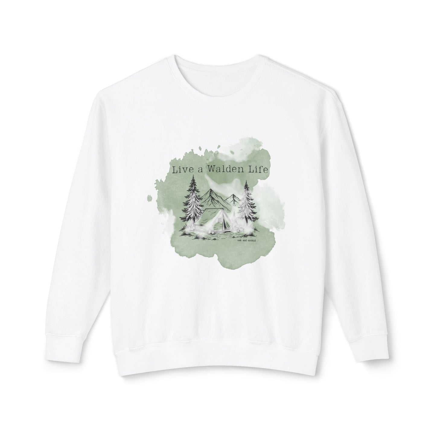 Summer 2025 - Orchard Bloom - Live a Walden Life Unisex Lightweight Crewneck Sweatshirt, Nature Lover Gift, Outdoor Adventure Wear, Gift for Campers, Eco-Friendly Apparel