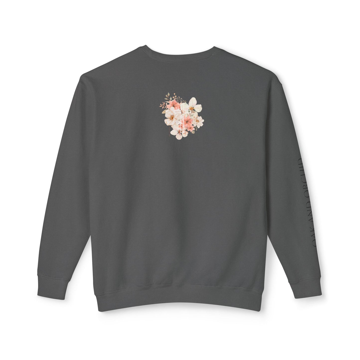 Fields of Mercy - Floral Cross Unisex Lightweight Crewneck Sweatshirt - Faith & Grace