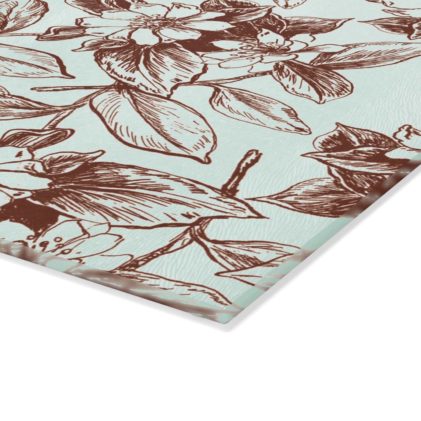 Ivory Ink - Elegant Floral Glass Cutting Board - Oak and Orchid Design