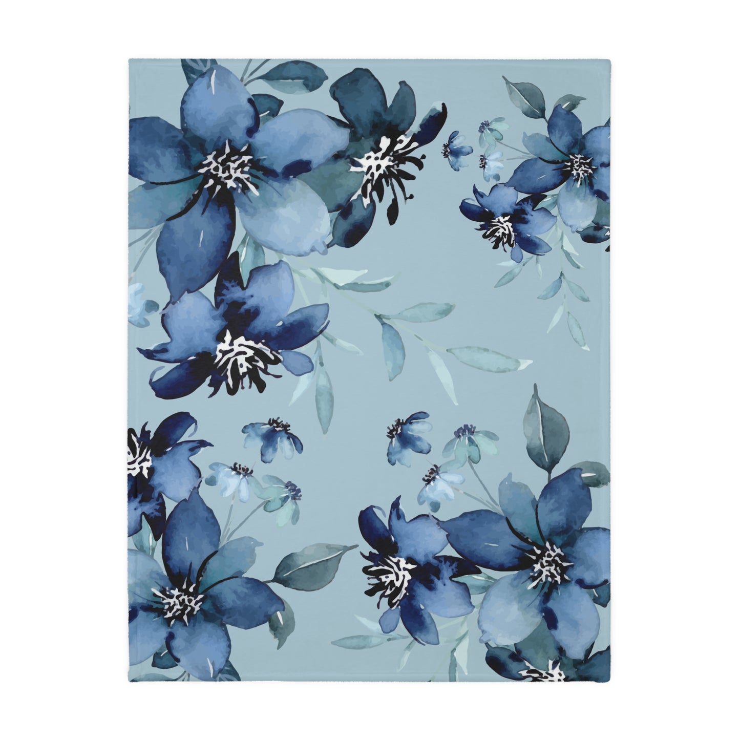 Cerulean Flora Velveteen Microfiber Blanket