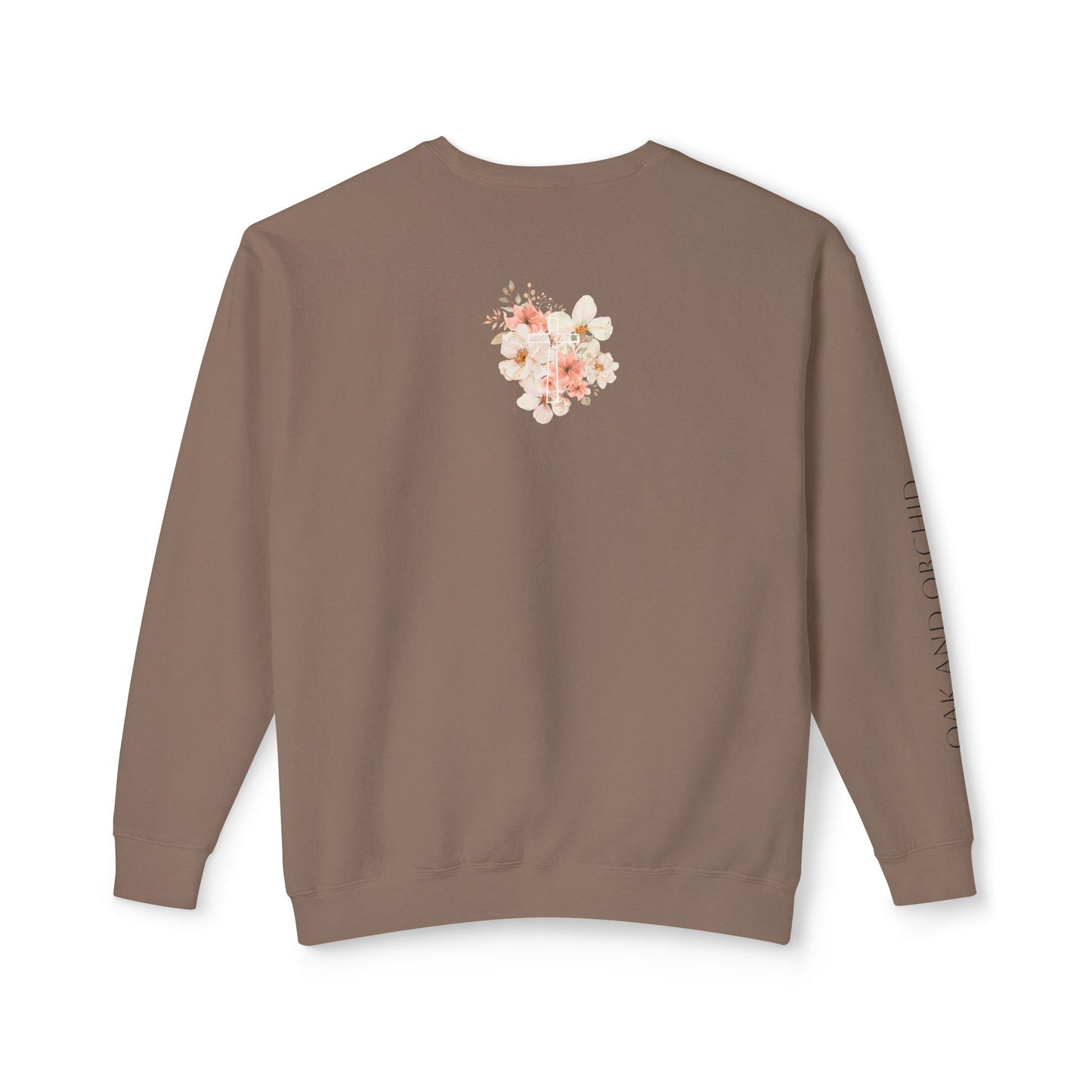Fields of Mercy - Floral Cross Unisex Lightweight Crewneck Sweatshirt - Faith & Grace