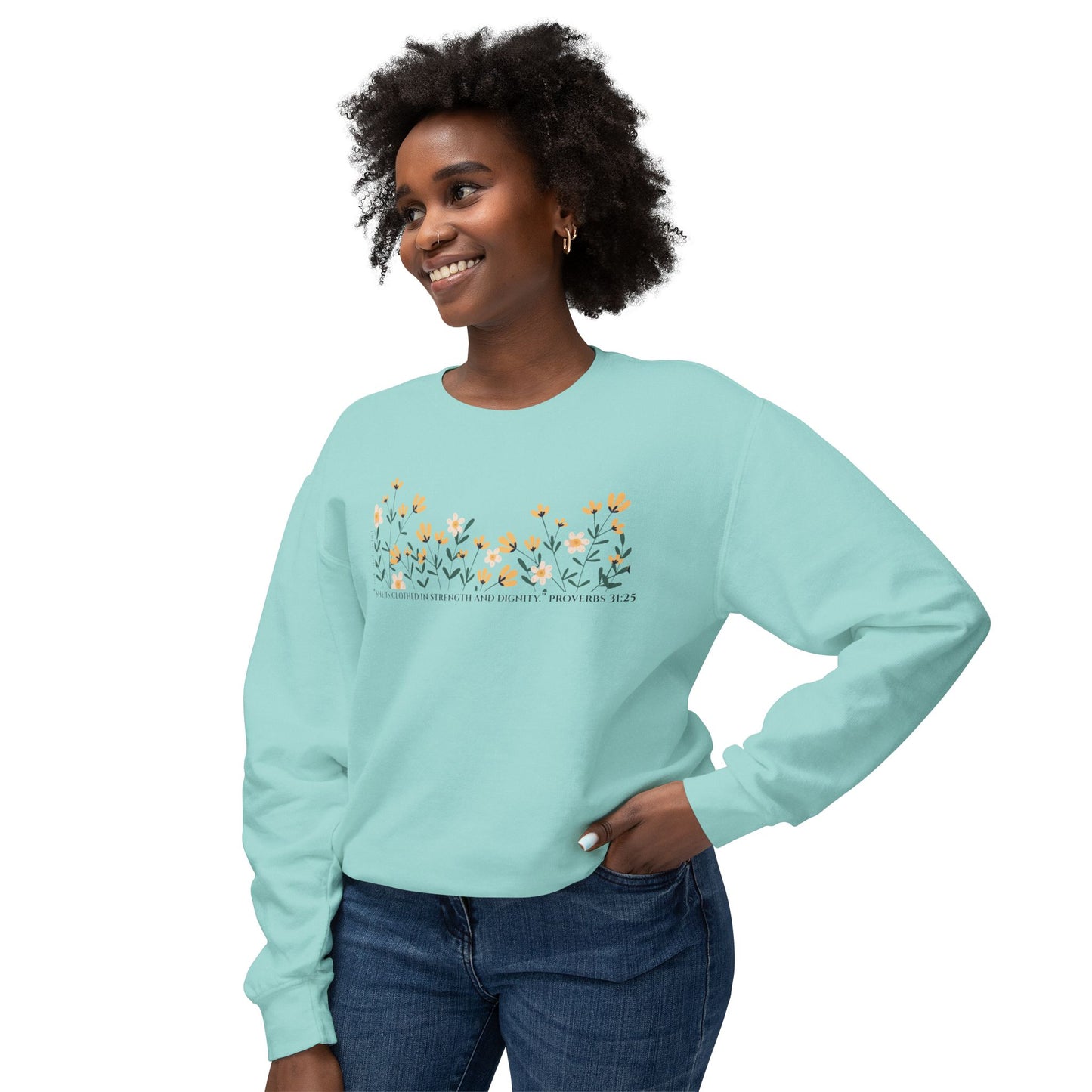 Meadow Musings - Crewneck Sweatshirt - Proverbs 31:25
