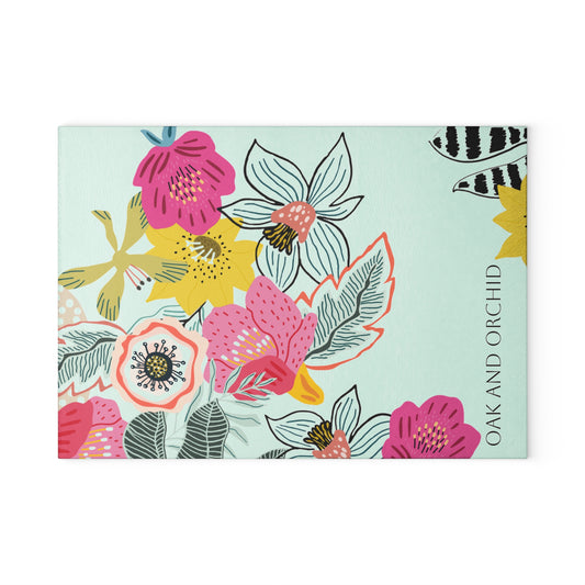 Sugar Petals - Floral Glass Cutting Board - Elegant Kitchen Decor for Cooking Lovers