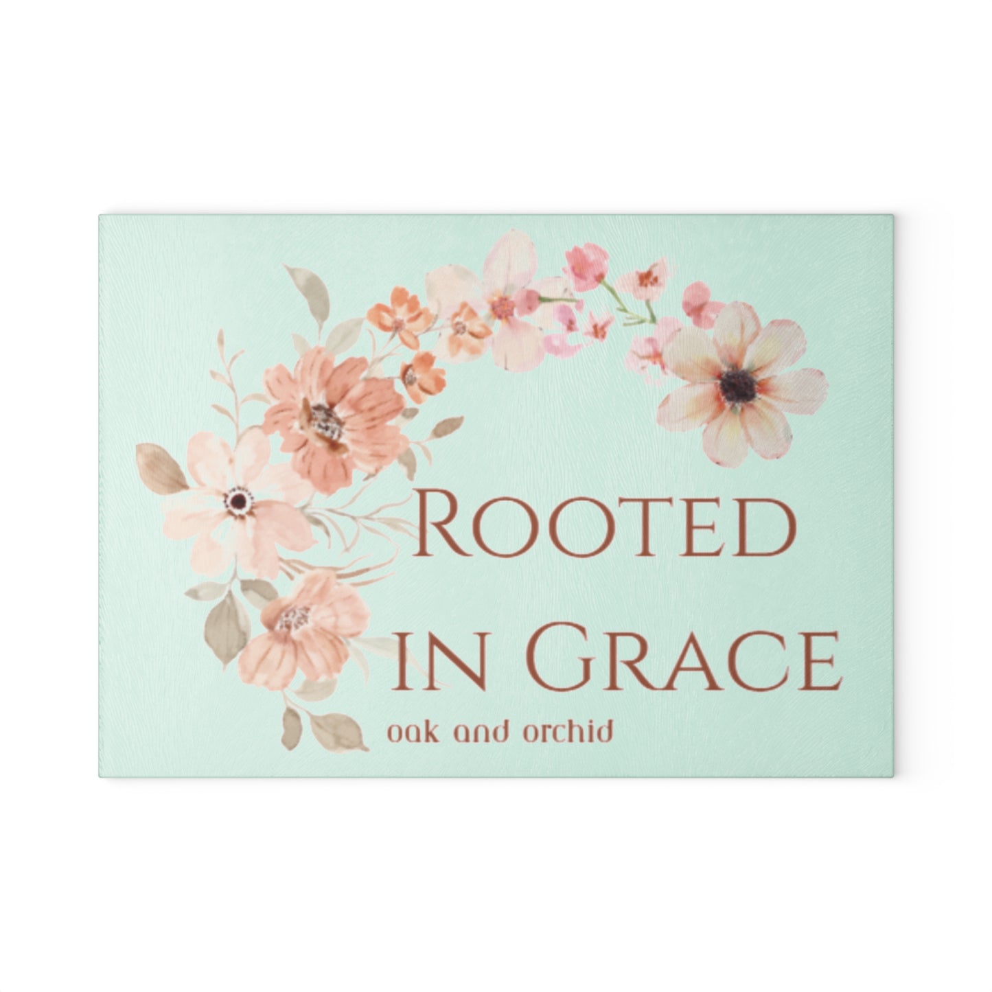 Meadow Musings - Rooted in Grace Floral Glass Cutting Board - Elegant Kitchen Decor for Home Chefs
