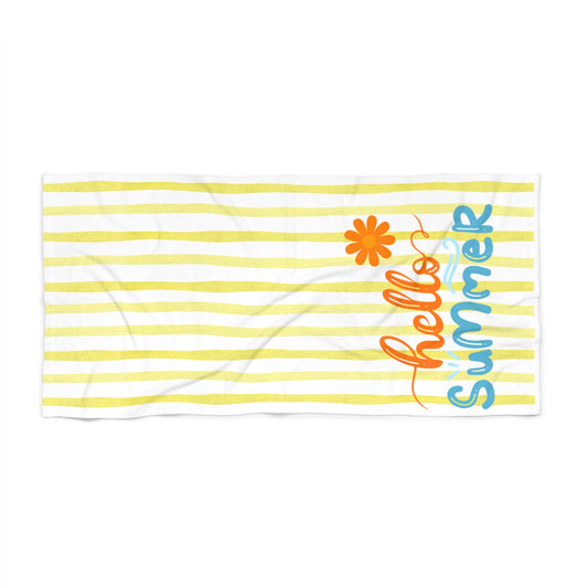 Summer 2025 - Orchard Bloom - Hello Summer Beach Towel, Fun Summer Towel, Poolside Essential, Vibrant Beach Accessory, Vacation Must-Have, Sunshine Vibes